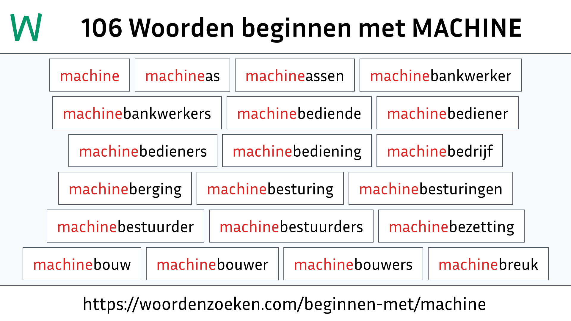 Woorden beginnen met MACHINE