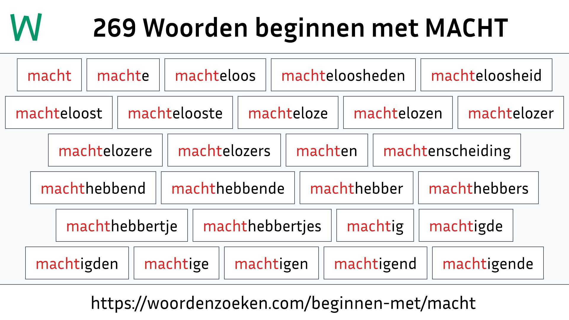 Woorden beginnen met MACHT