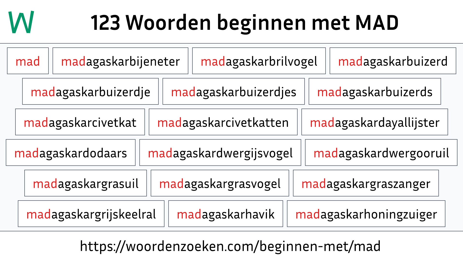 Woorden beginnen met MAD