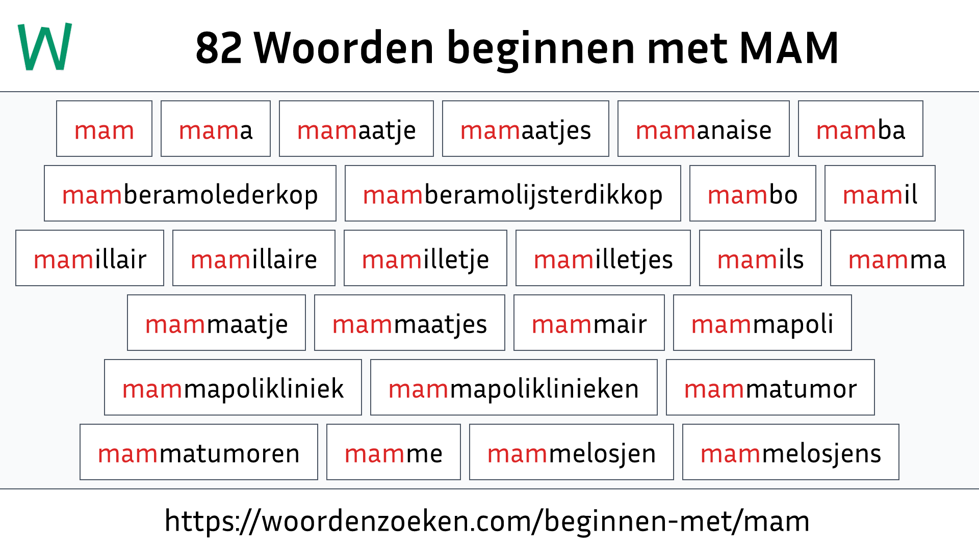 Woorden beginnen met MAM