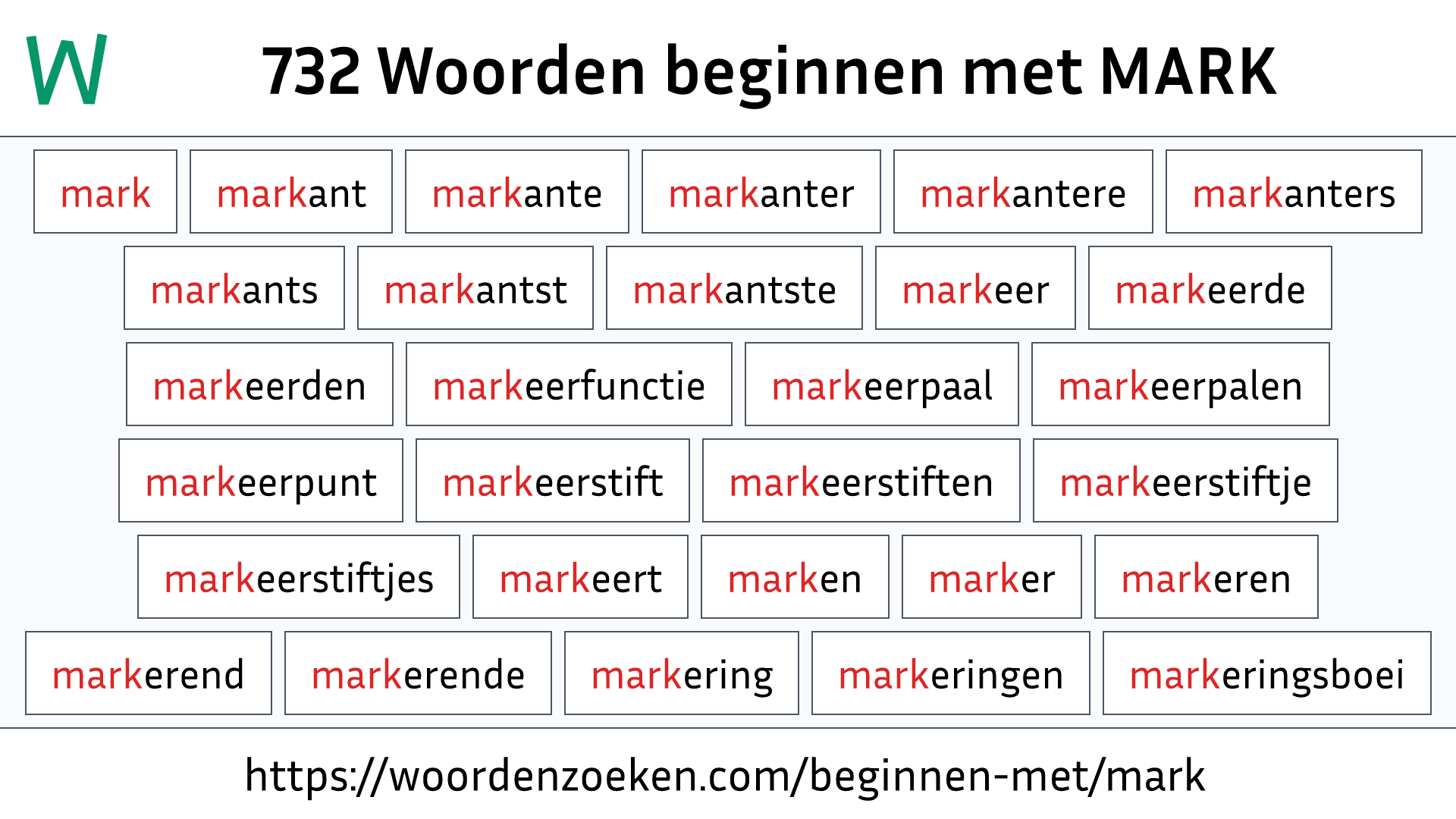 Woorden beginnen met MARK