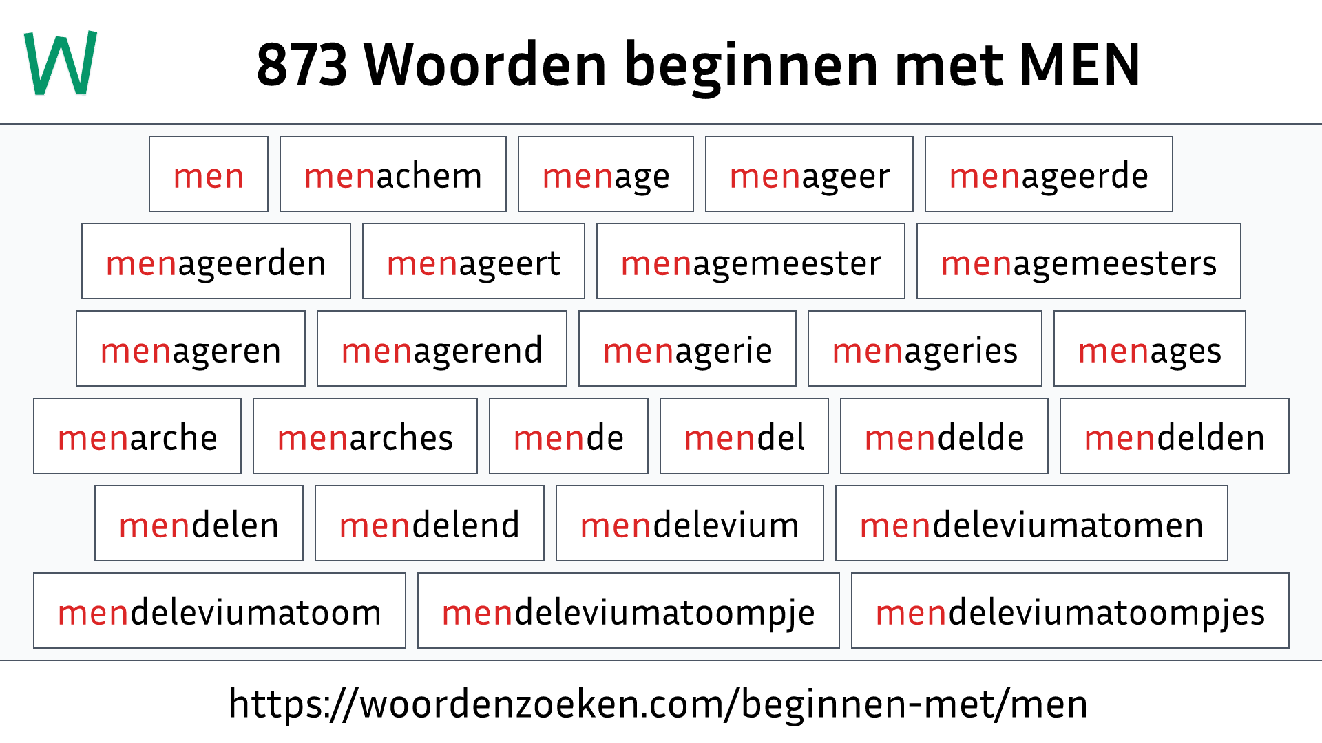 Woorden beginnen met MEN