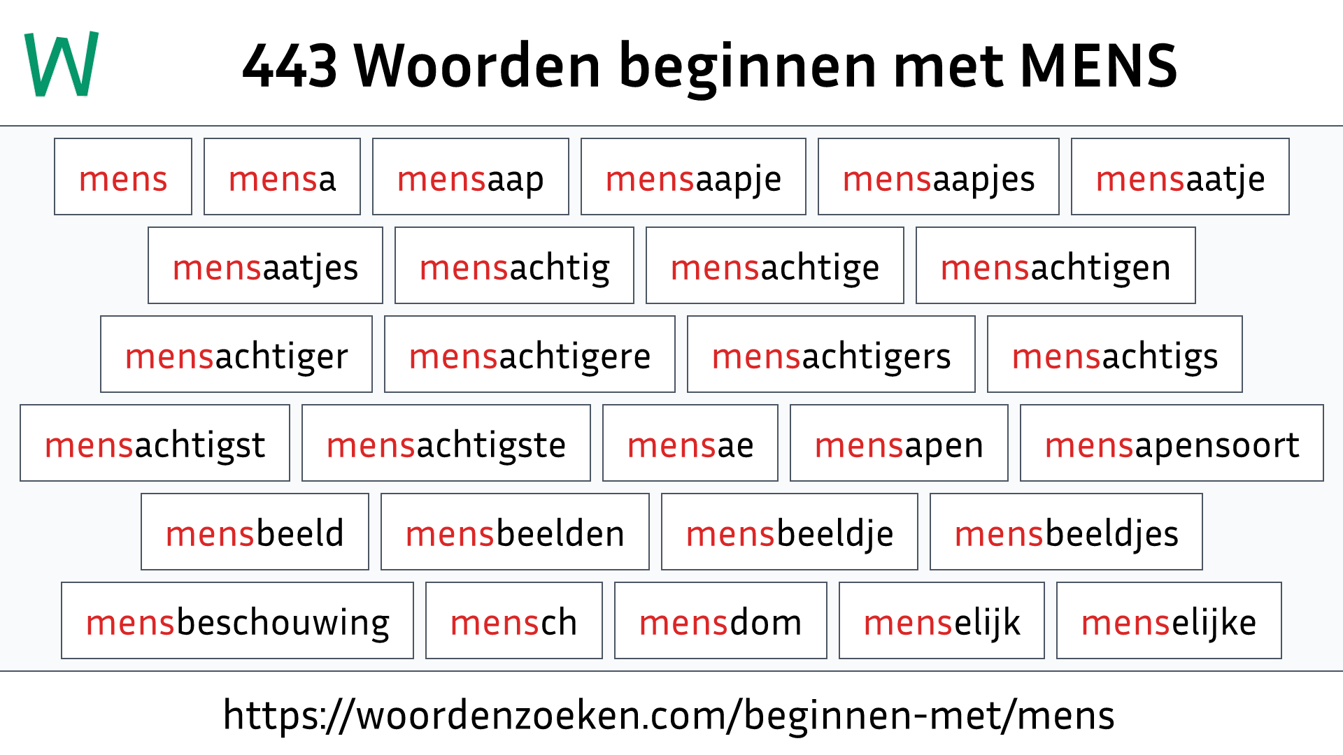 Woorden beginnen met MENS