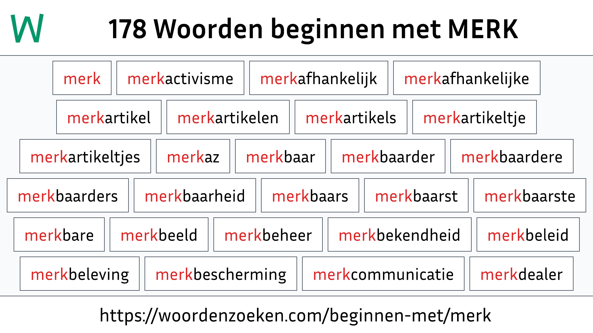 Woorden beginnen met MERK