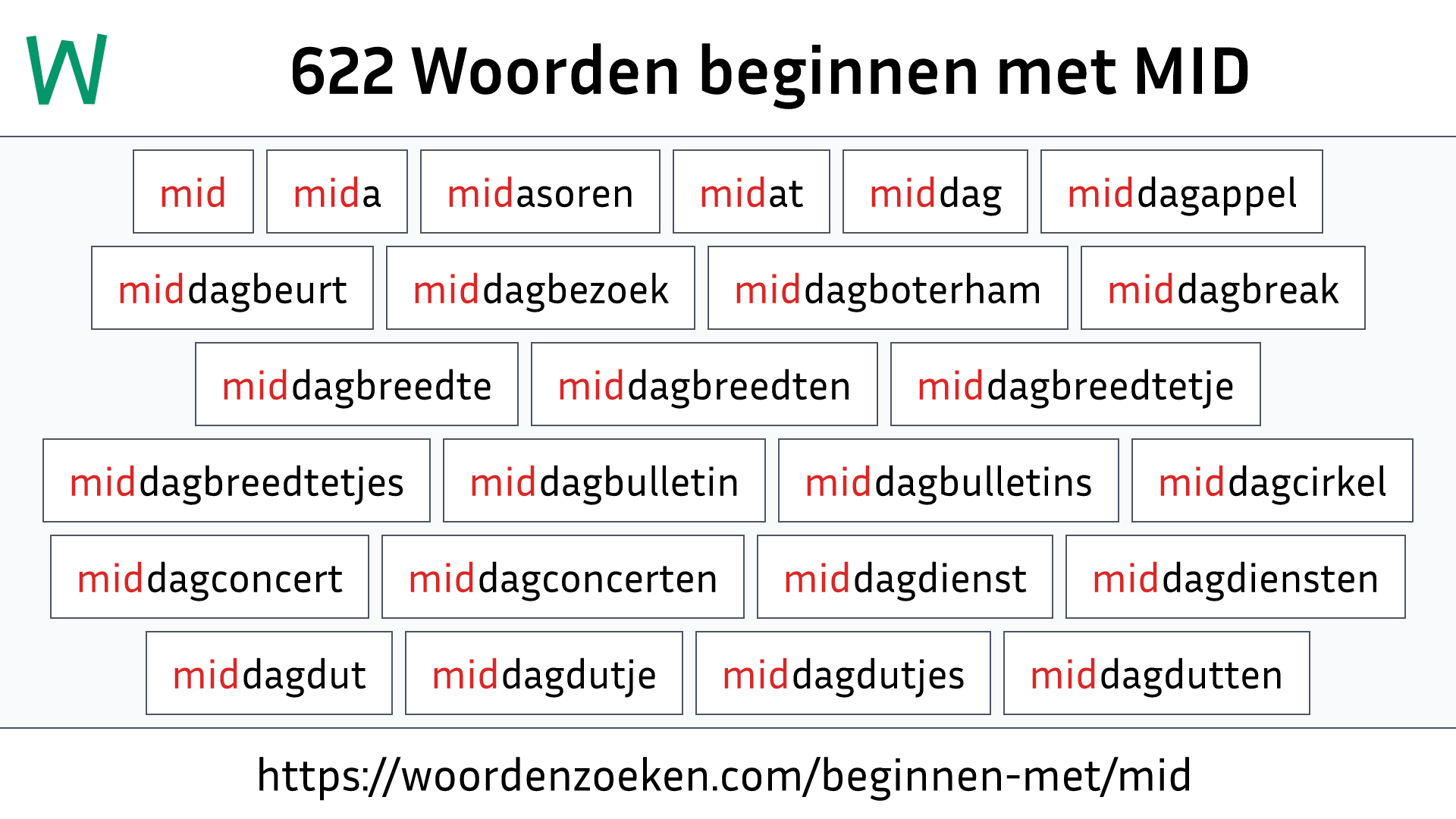 Woorden beginnen met MID