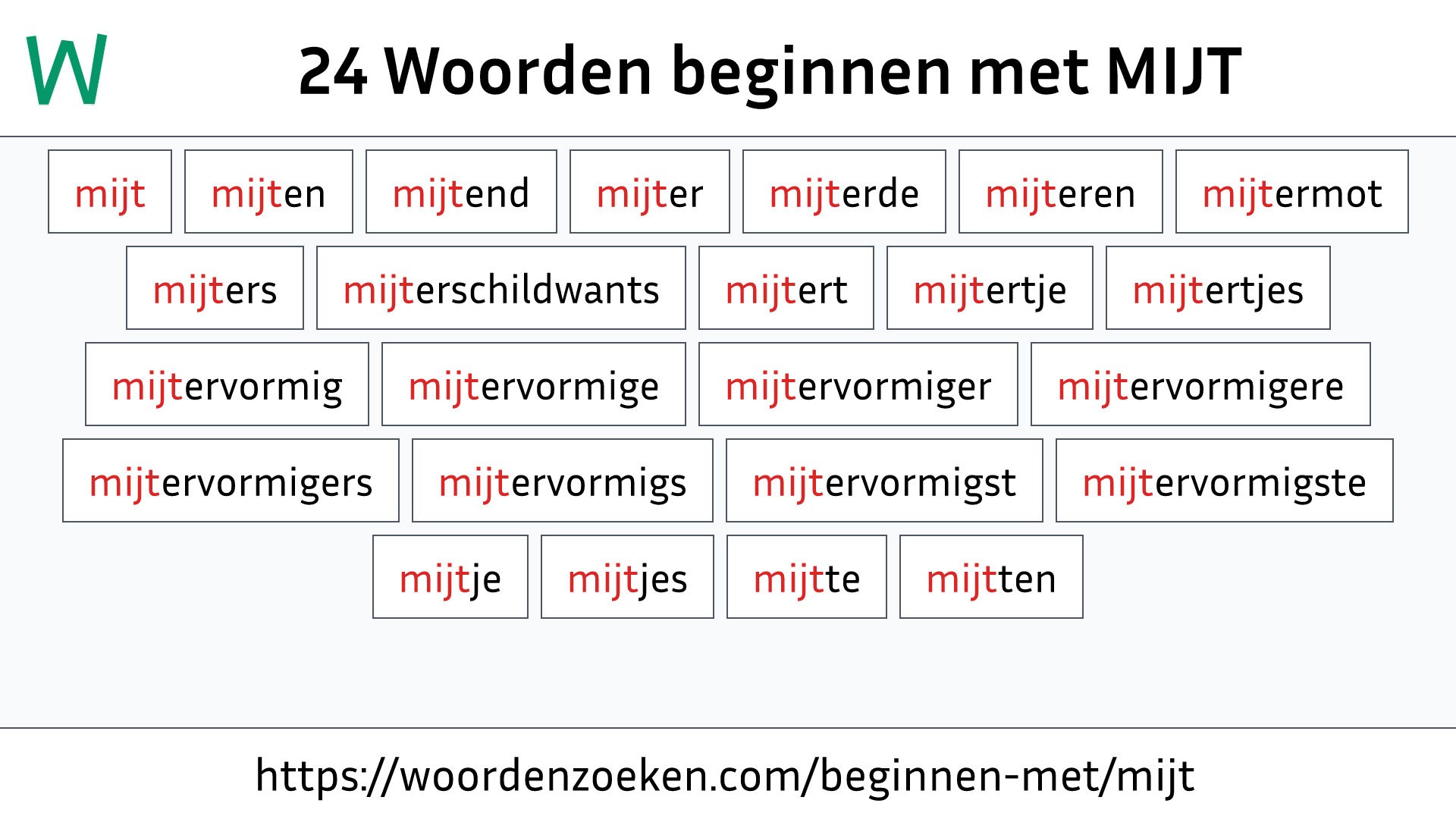 Woorden beginnen met MIJT