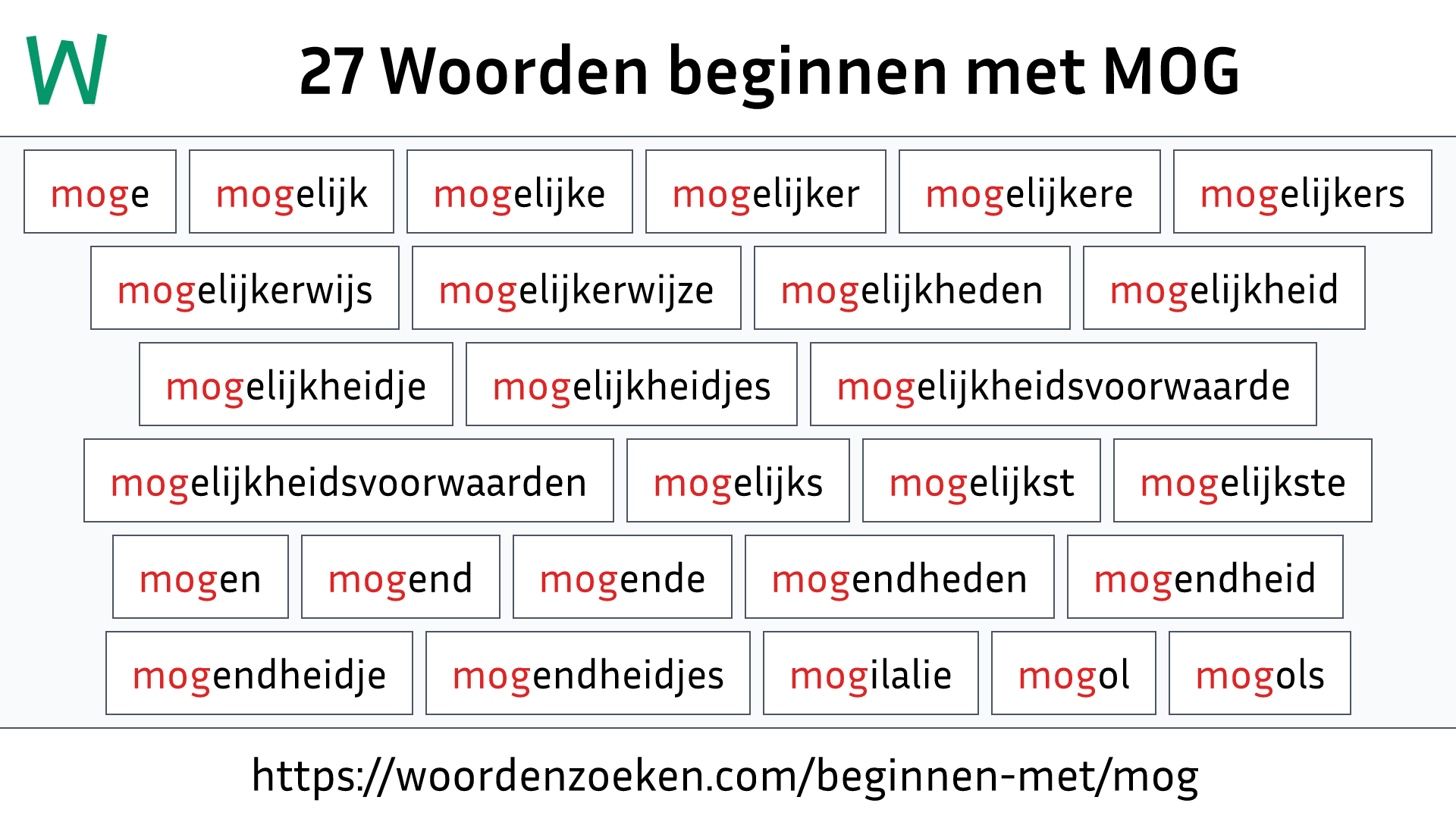 Woorden beginnen met MOG