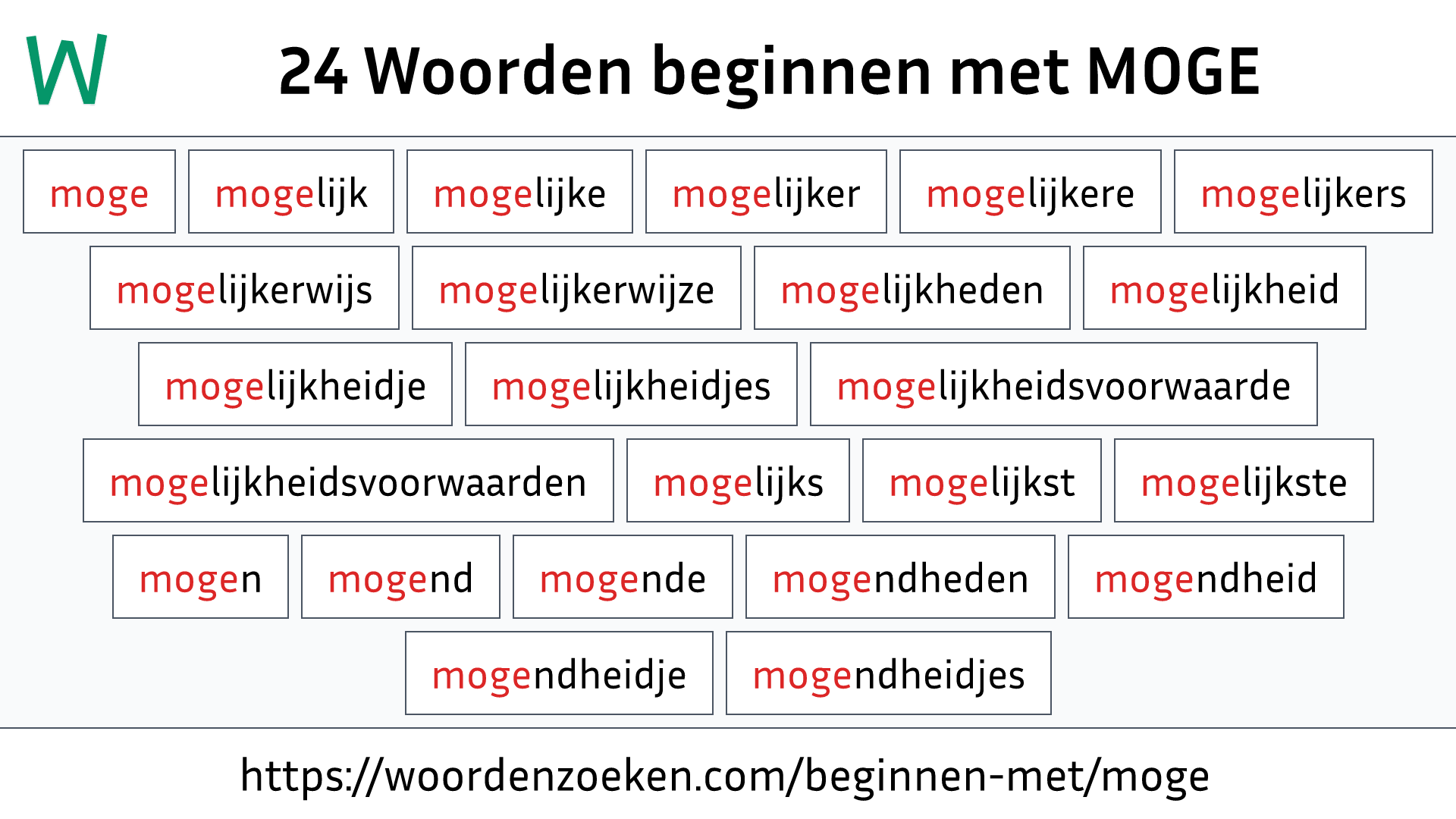 Woorden beginnen met MOGE