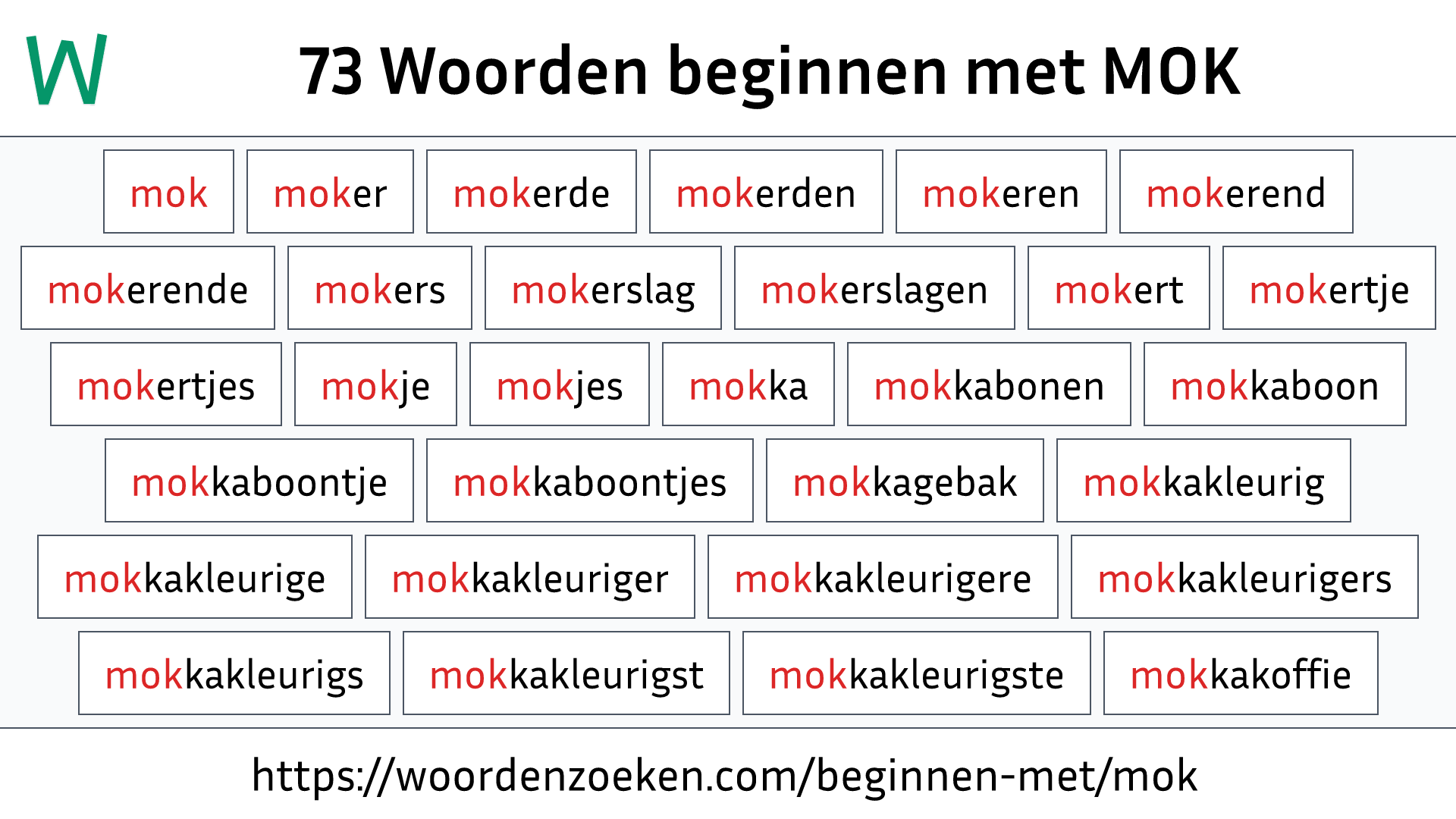 Woorden beginnen met MOK