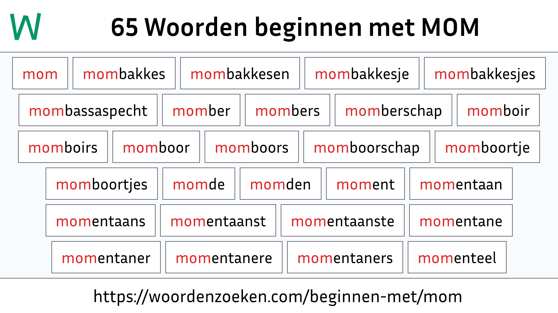 Woorden beginnen met MOM