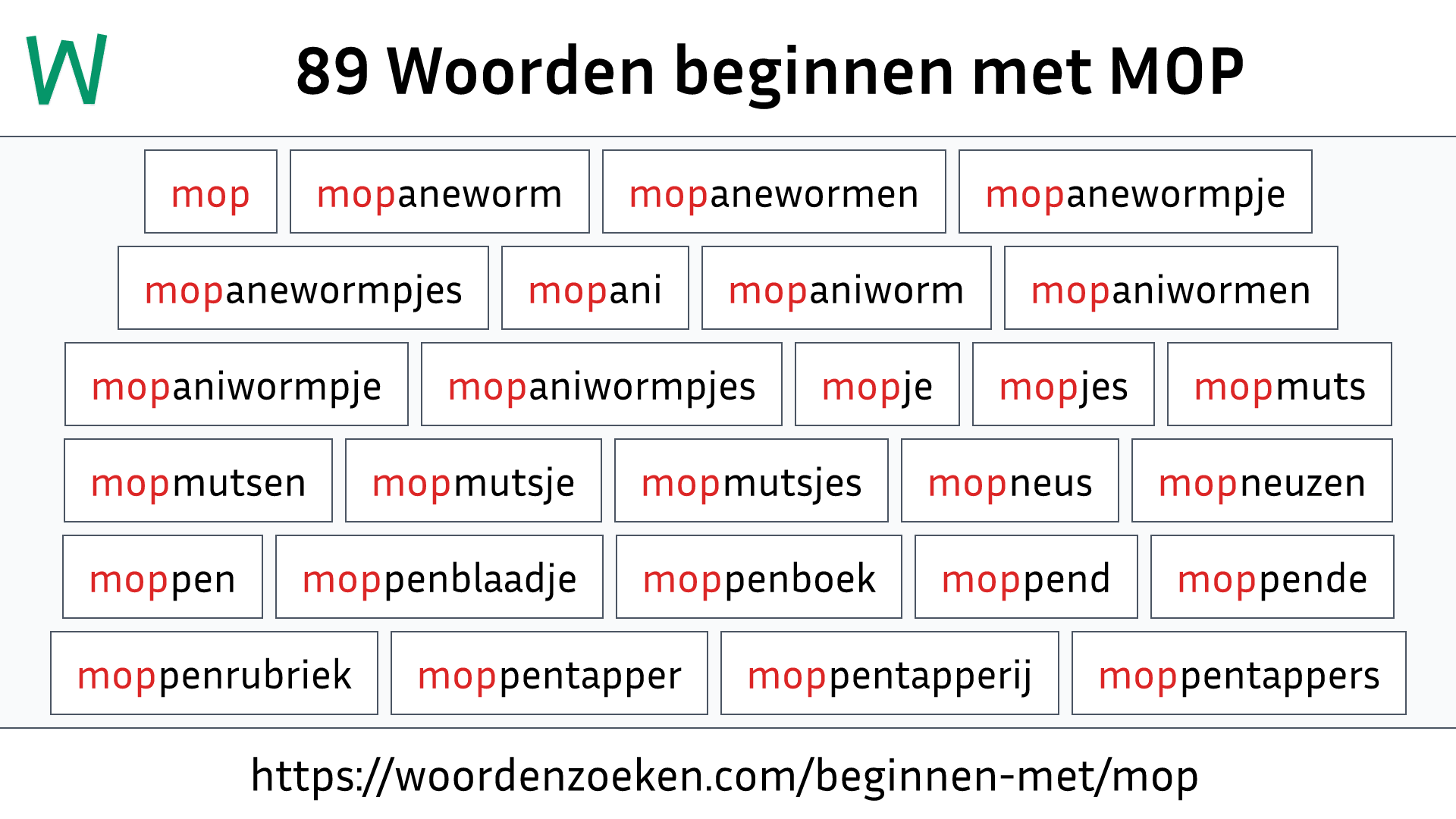 Woorden beginnen met MOP