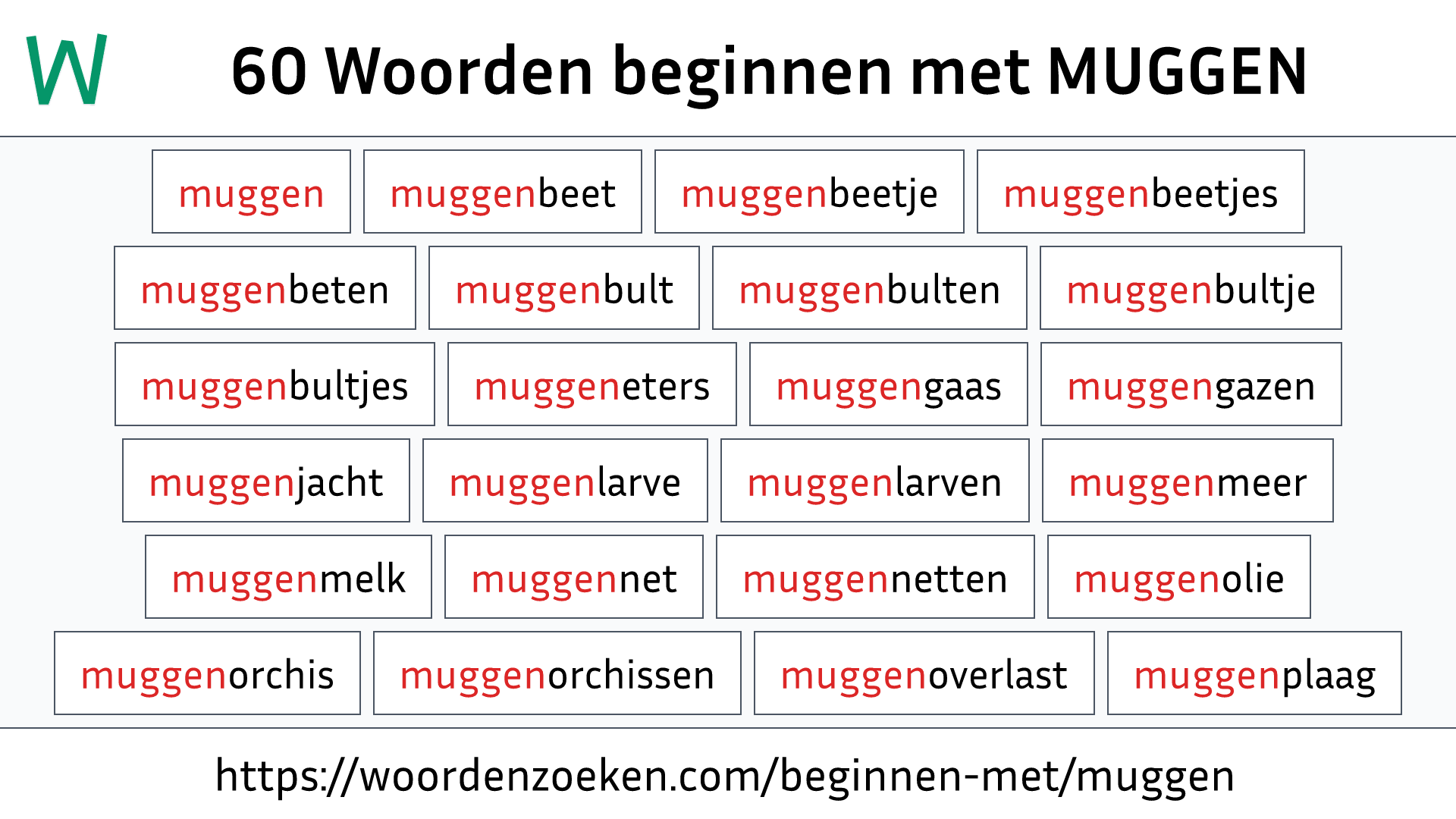 Woorden beginnen met MUGGEN