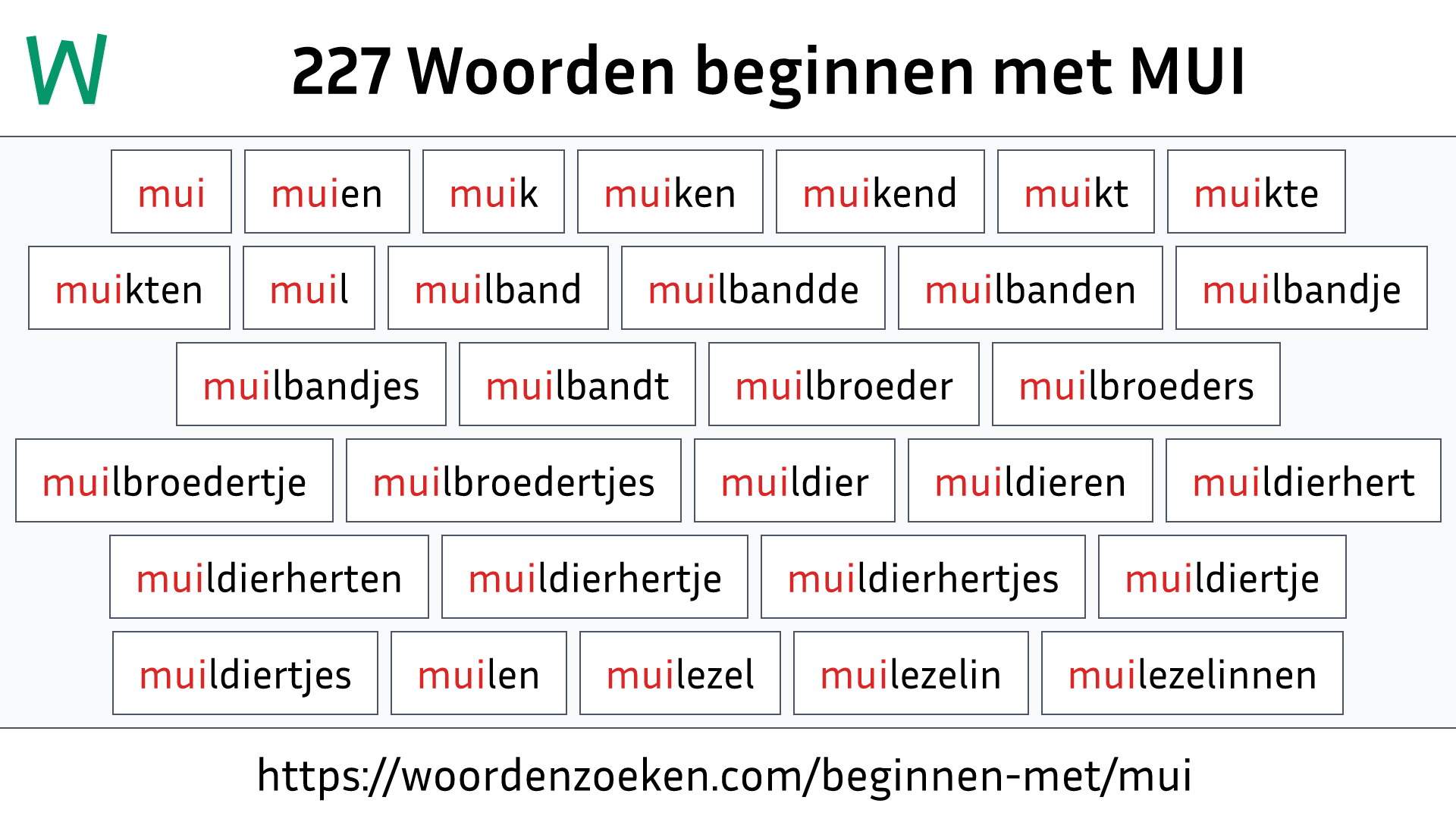 Woorden beginnen met MUI