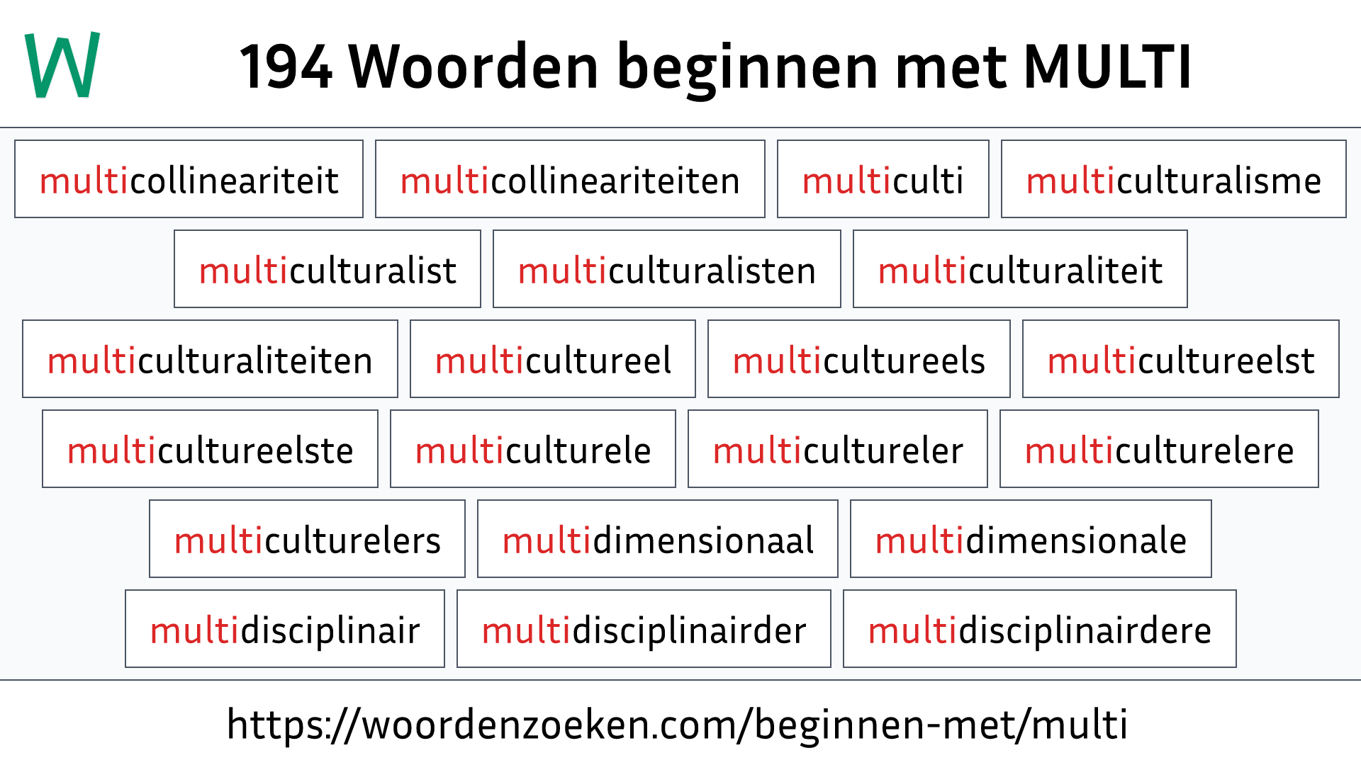 Woorden beginnen met MULTI