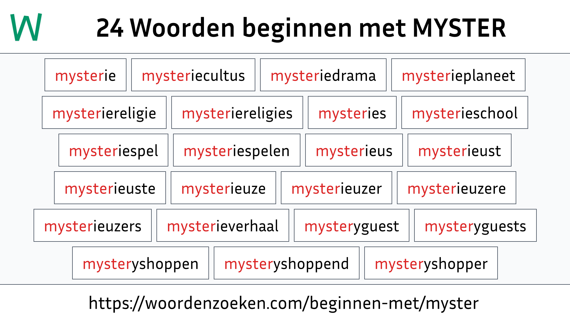 Woorden beginnen met MYSTER