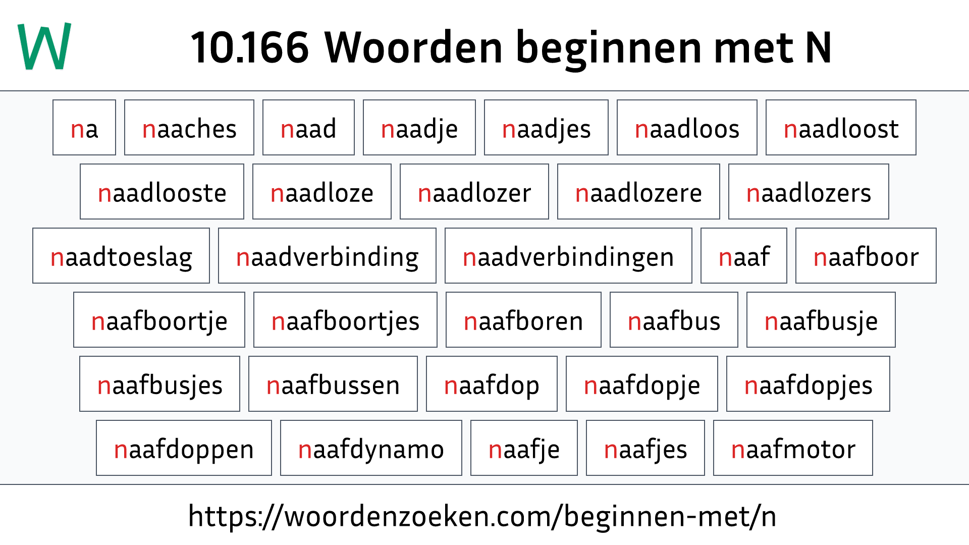 Woorden beginnen met N