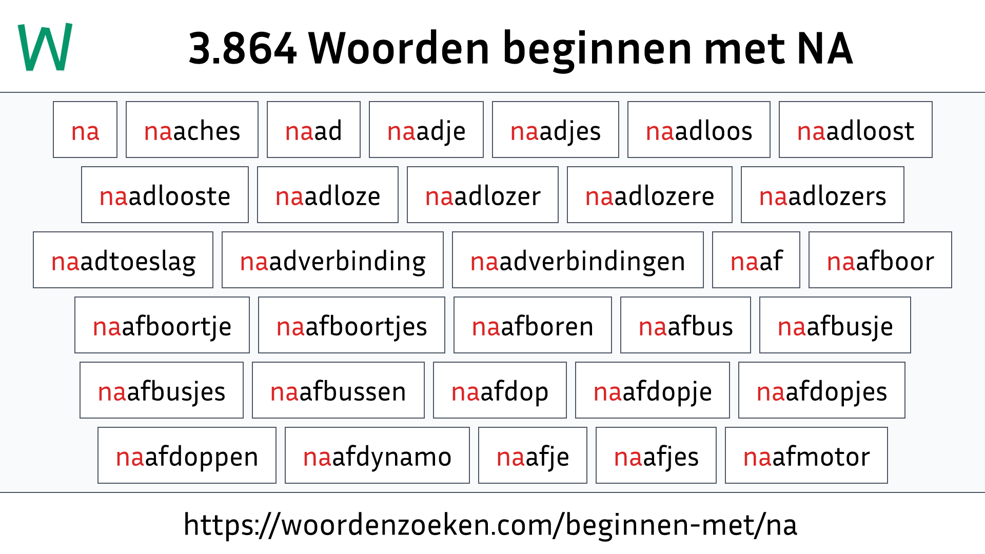 Woorden beginnen met NA