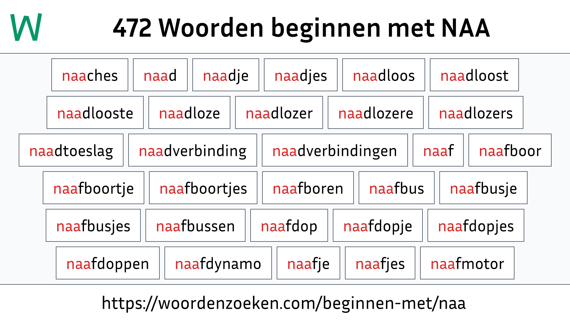 Woorden beginnen met NAA