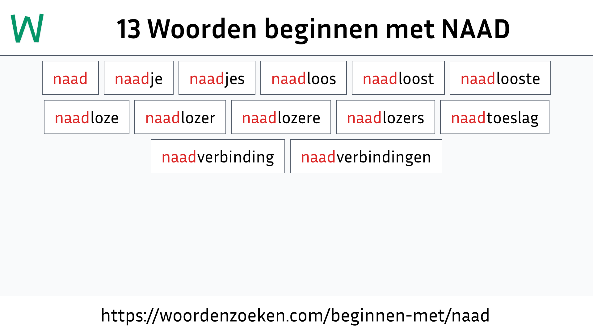 Woorden beginnen met NAAD