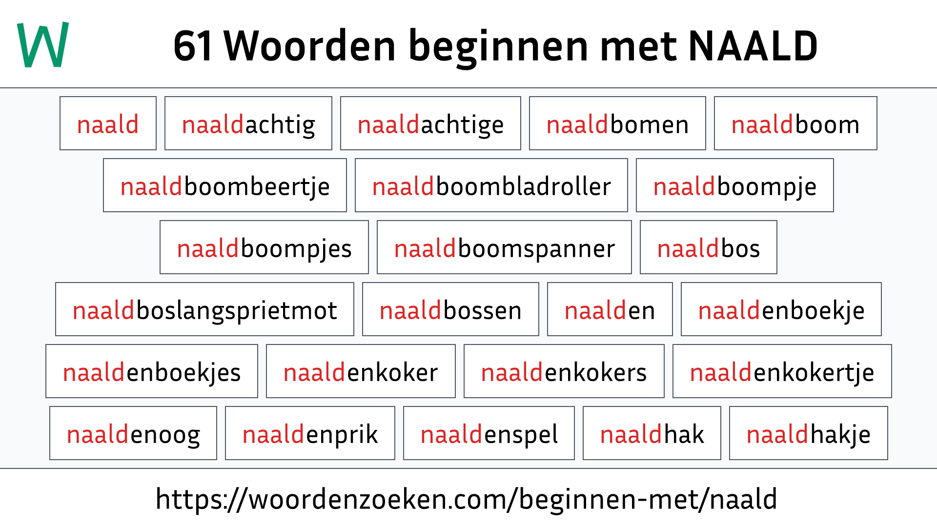 Woorden beginnen met NAALD