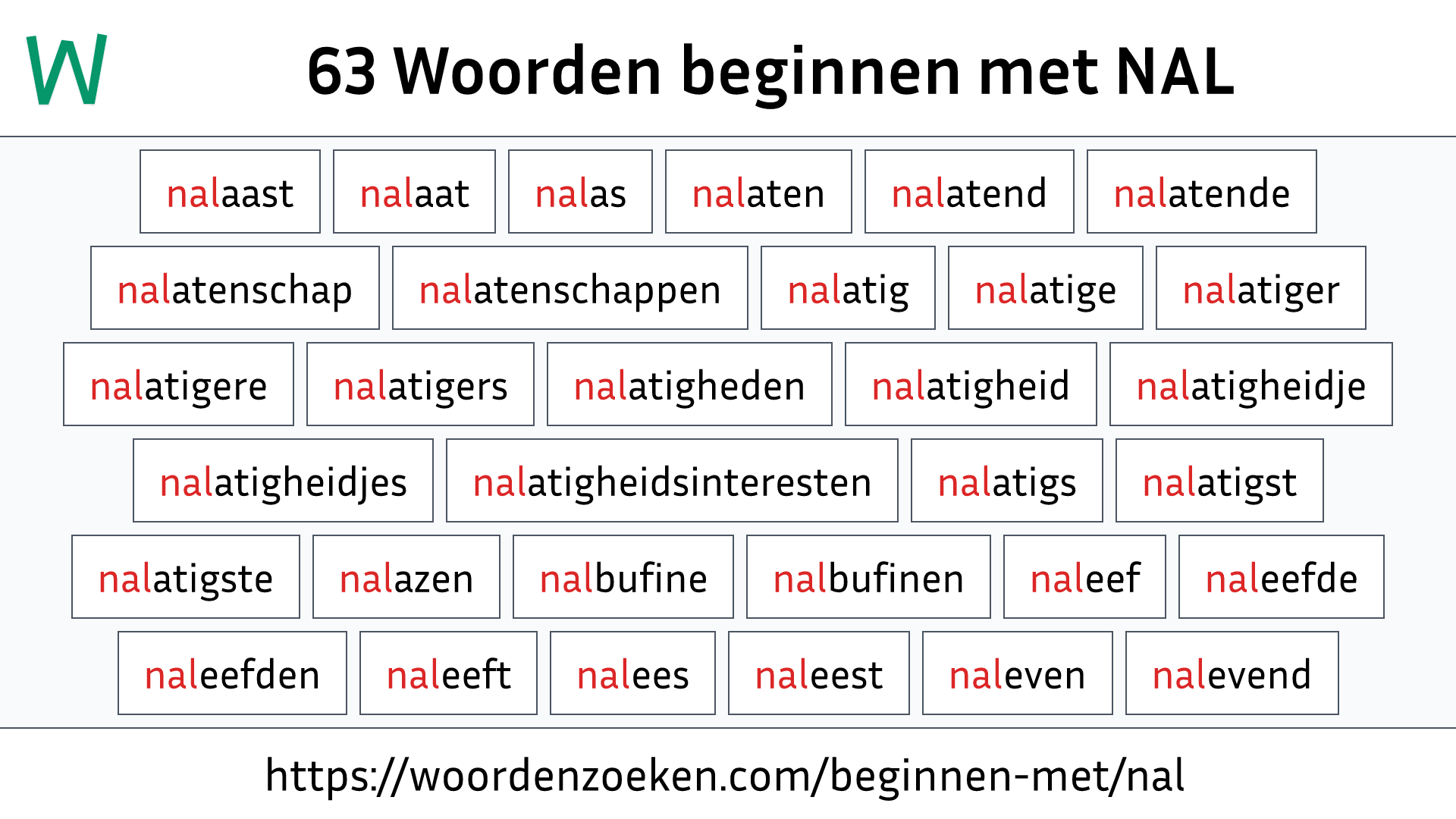 Woorden beginnen met NAL