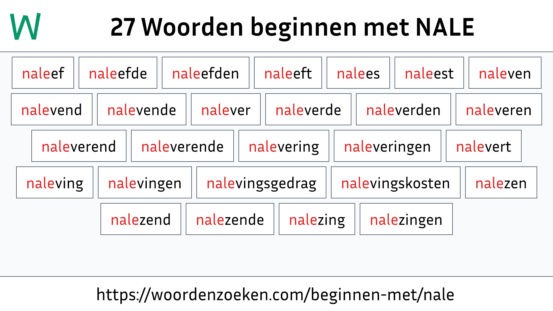 Woorden beginnen met NALE