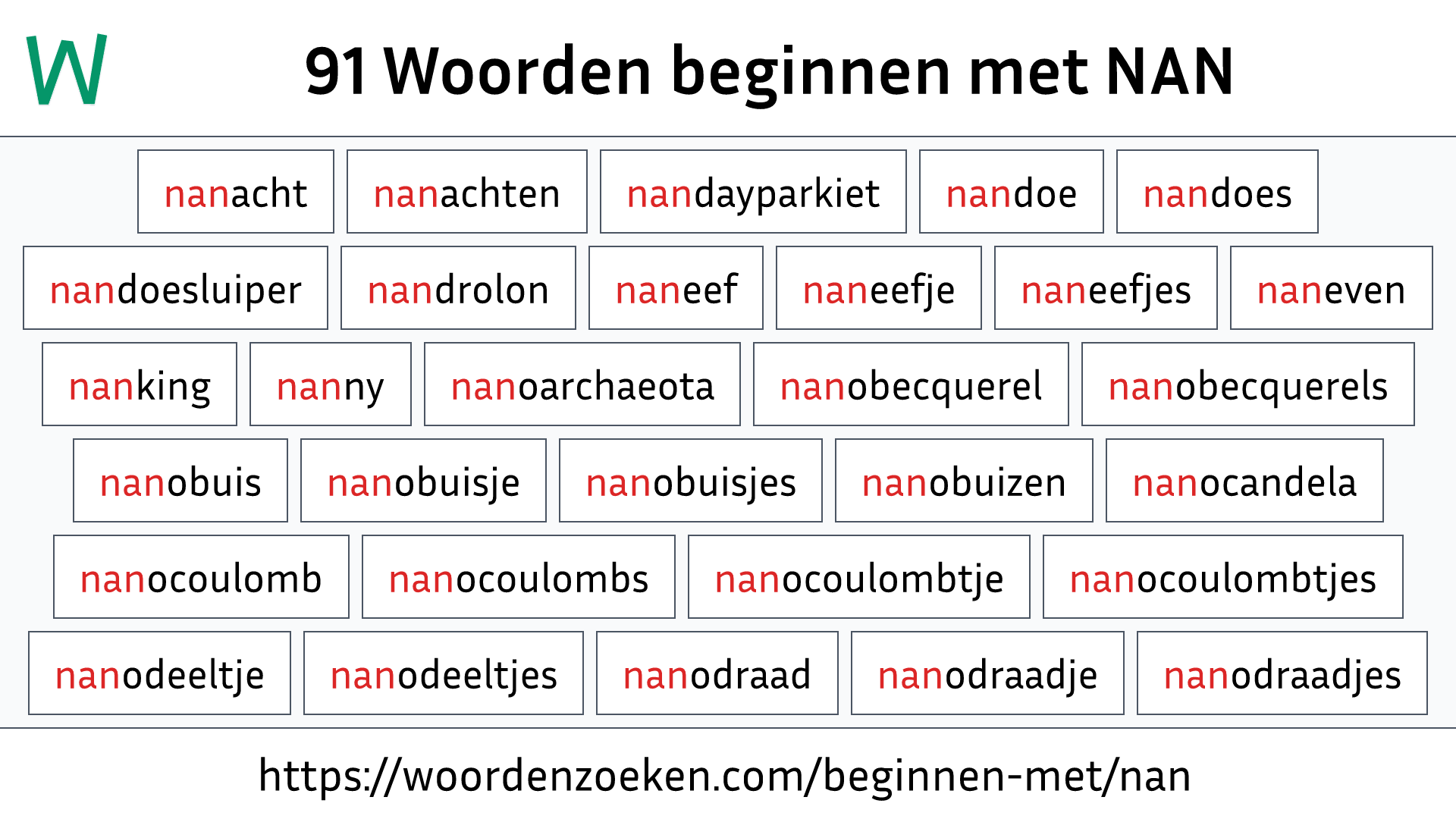 Woorden beginnen met NAN