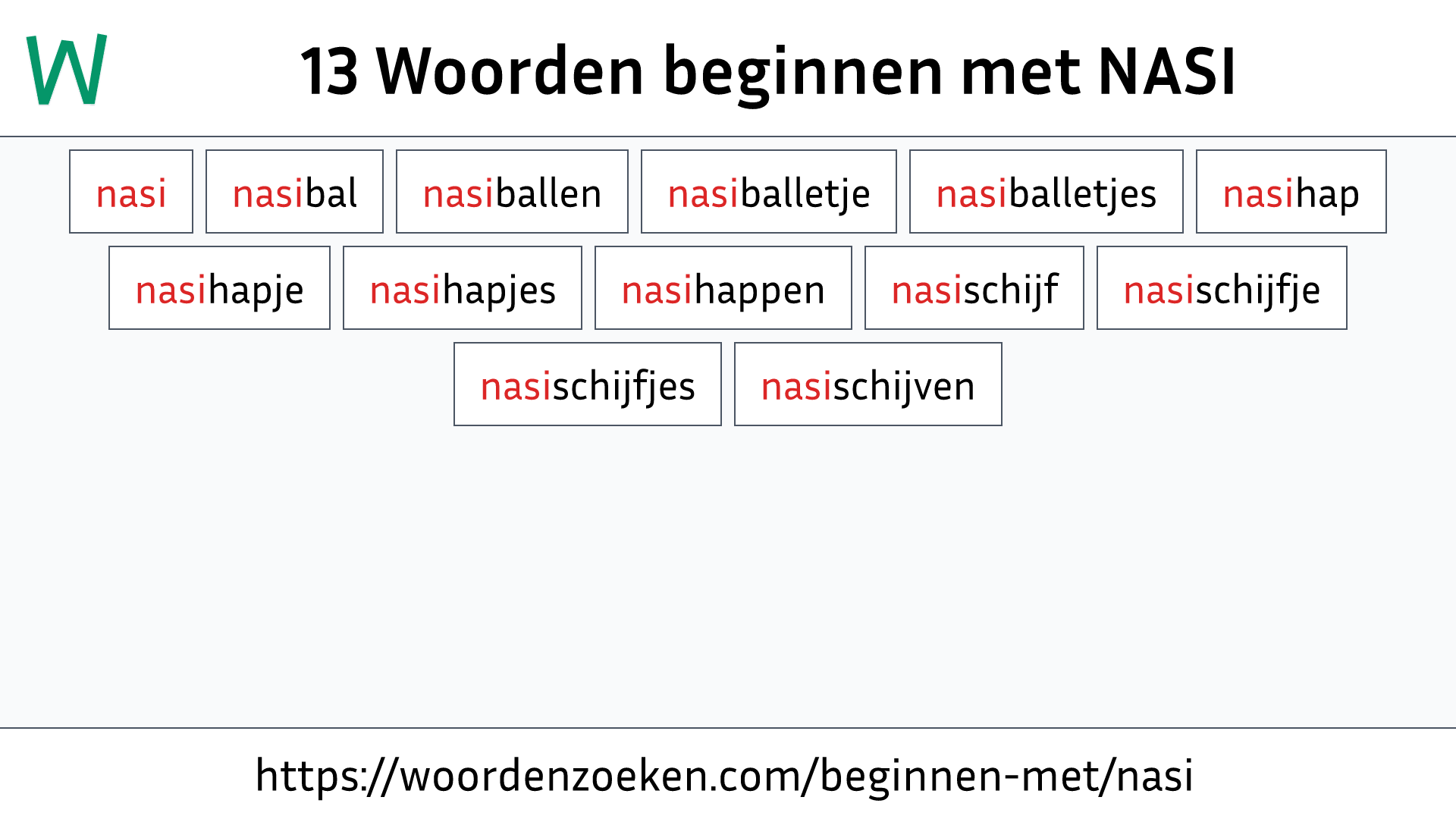 Woorden beginnen met NASI