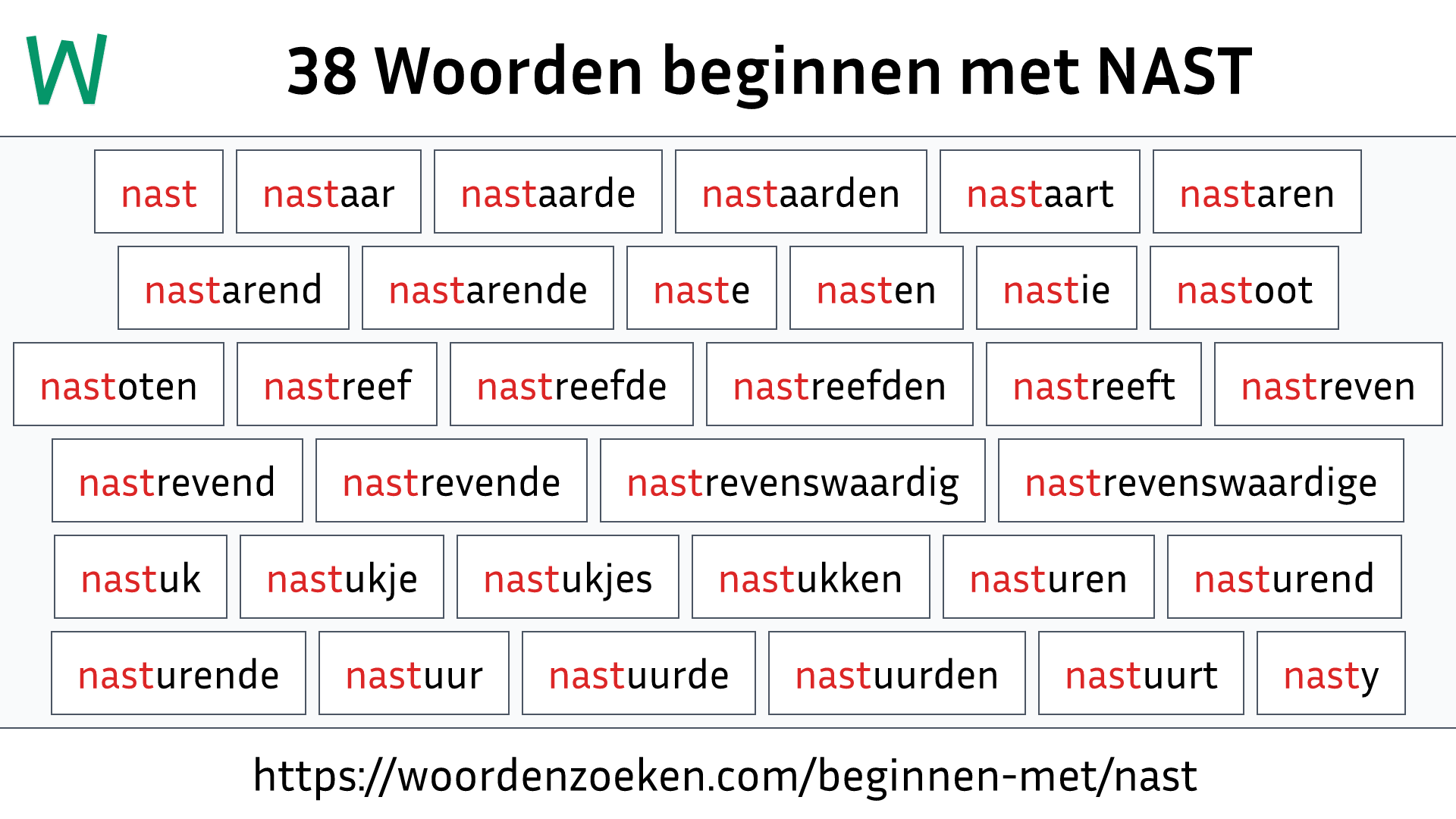 Woorden beginnen met NAST