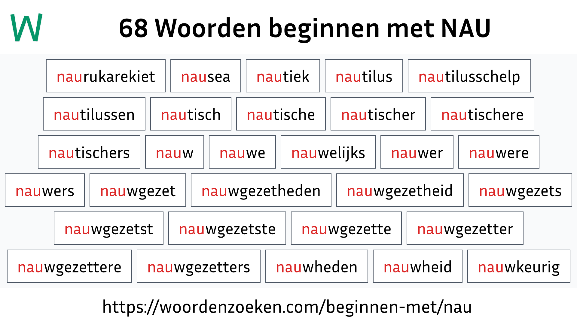 Woorden beginnen met NAU