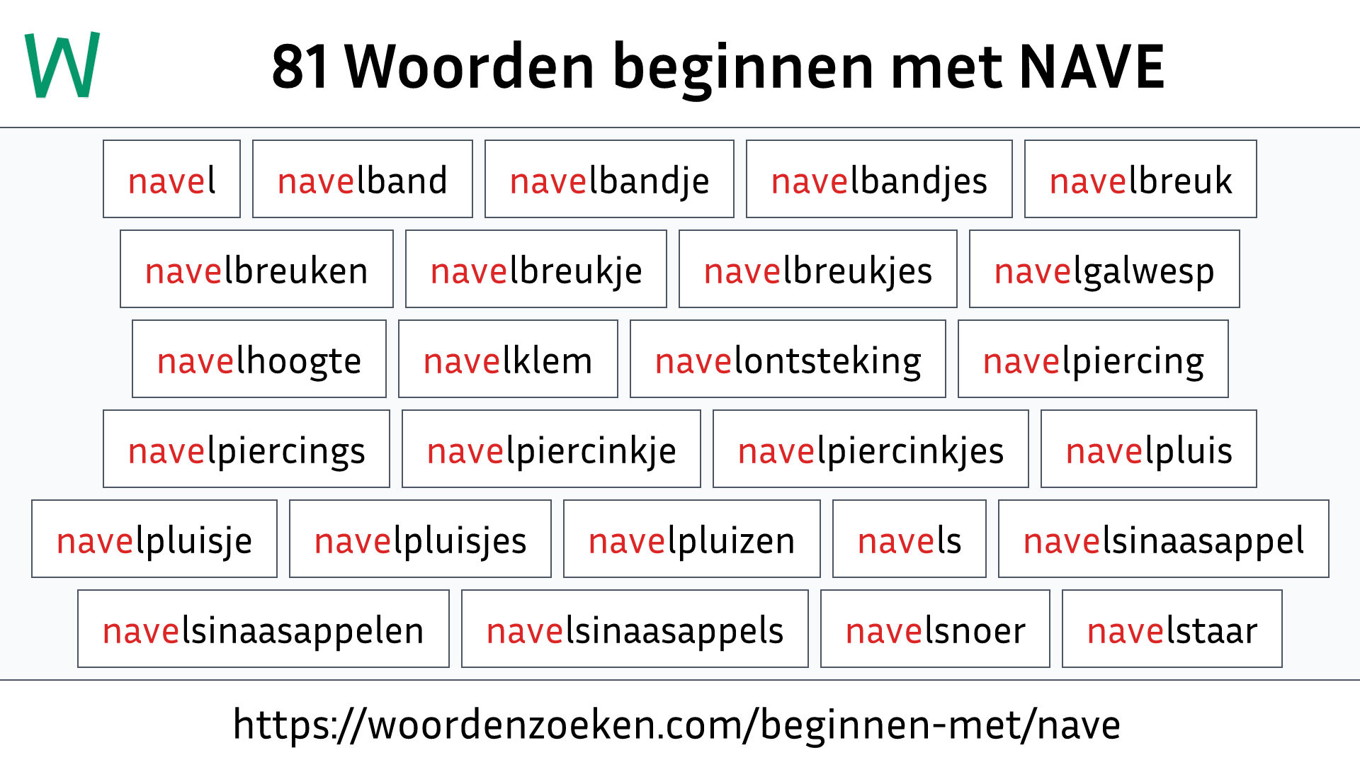 Woorden beginnen met NAVE