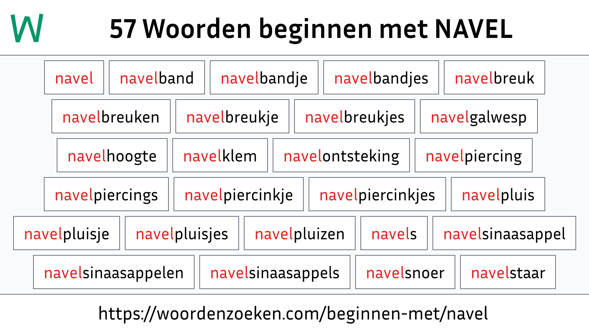 Woorden beginnen met NAVEL