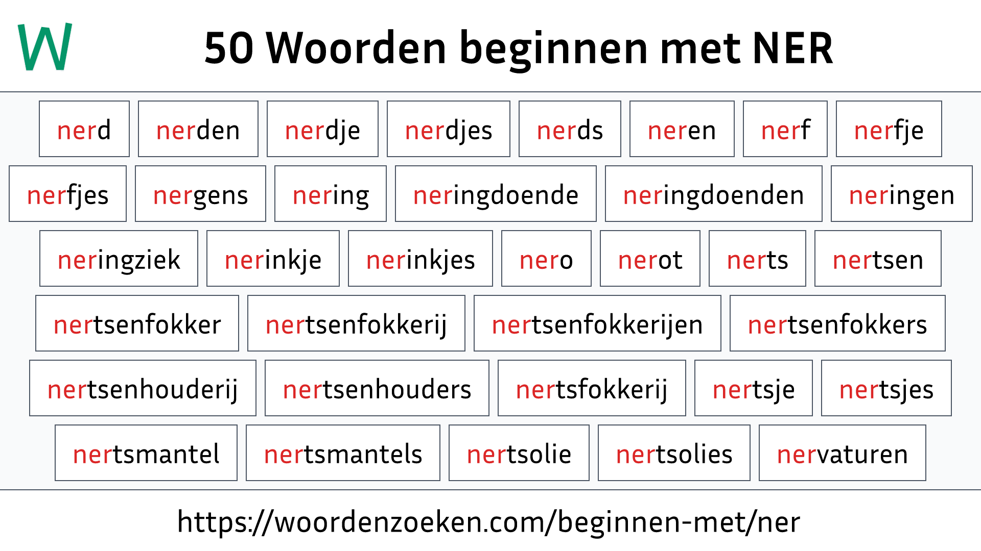 Woorden beginnen met NER