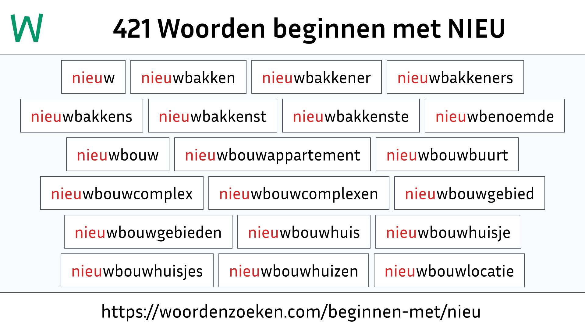 Woorden beginnen met NIEU