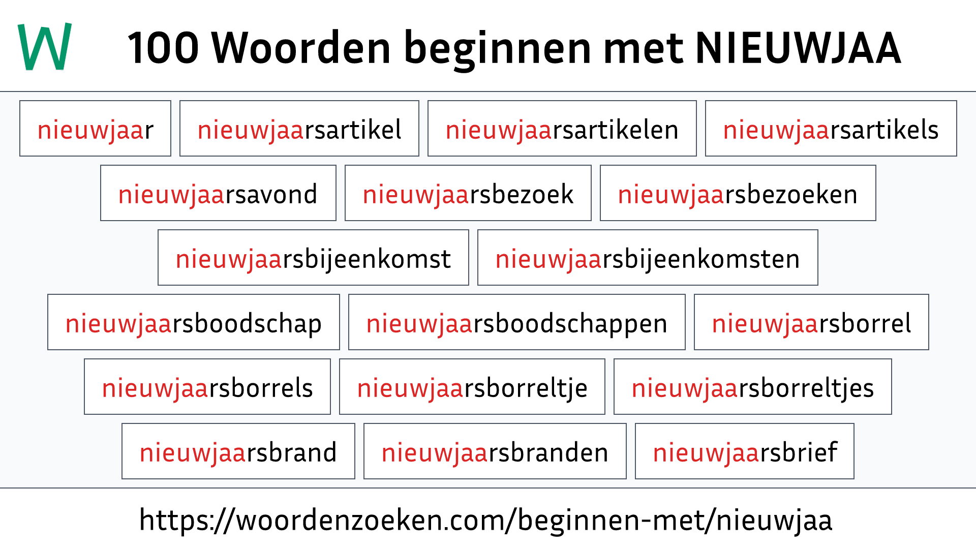 Woorden beginnen met NIEUWJAA