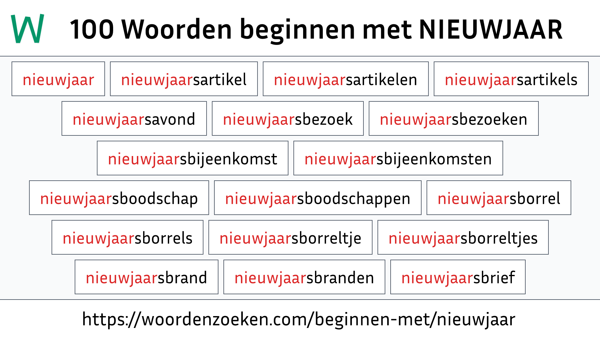 Woorden beginnen met NIEUWJAAR