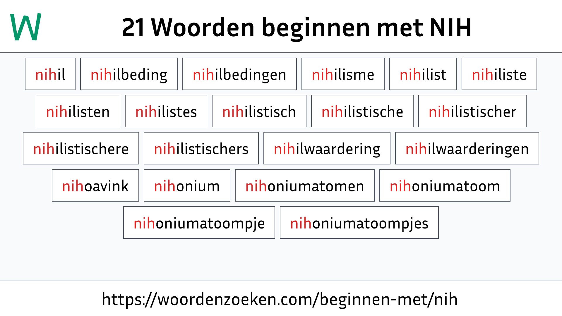 Woorden beginnen met NIH