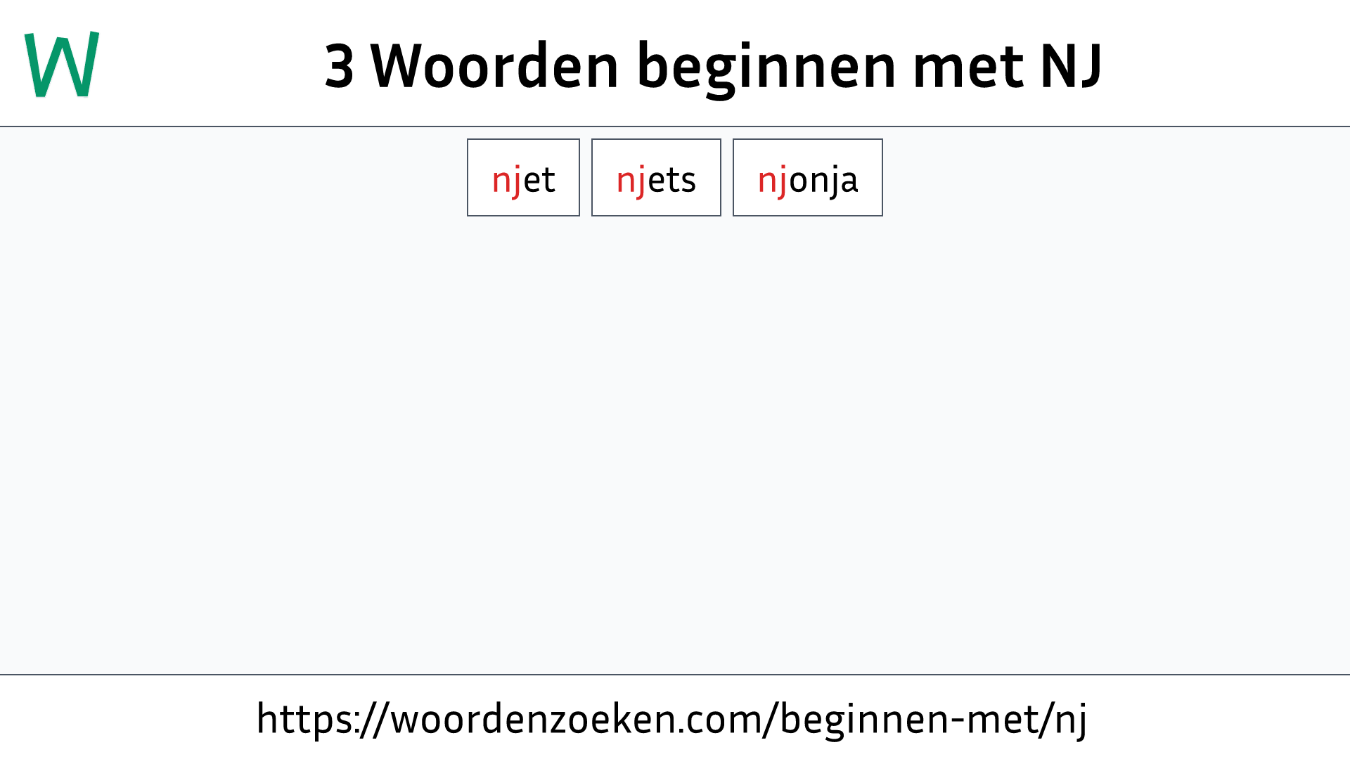 Woorden beginnen met NJ