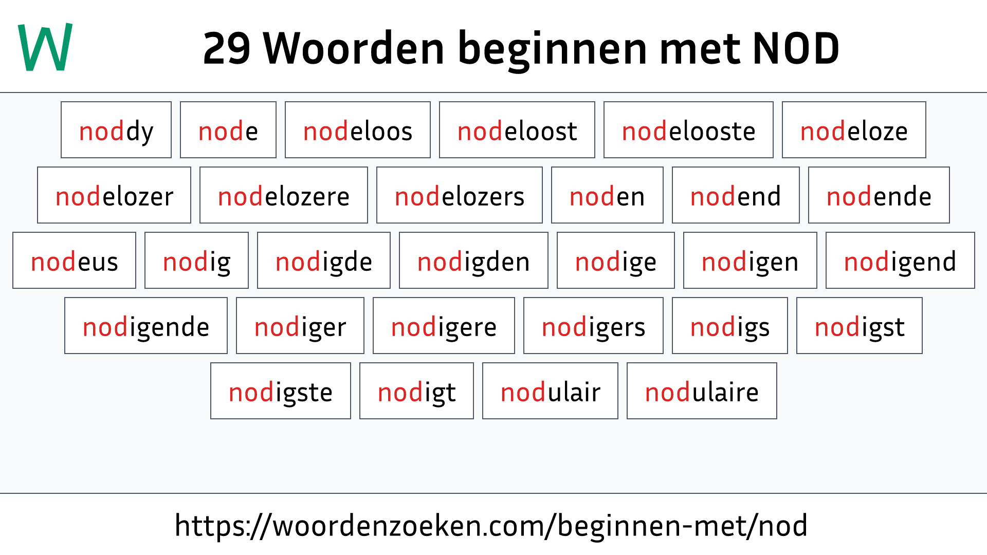 Woorden beginnen met NOD