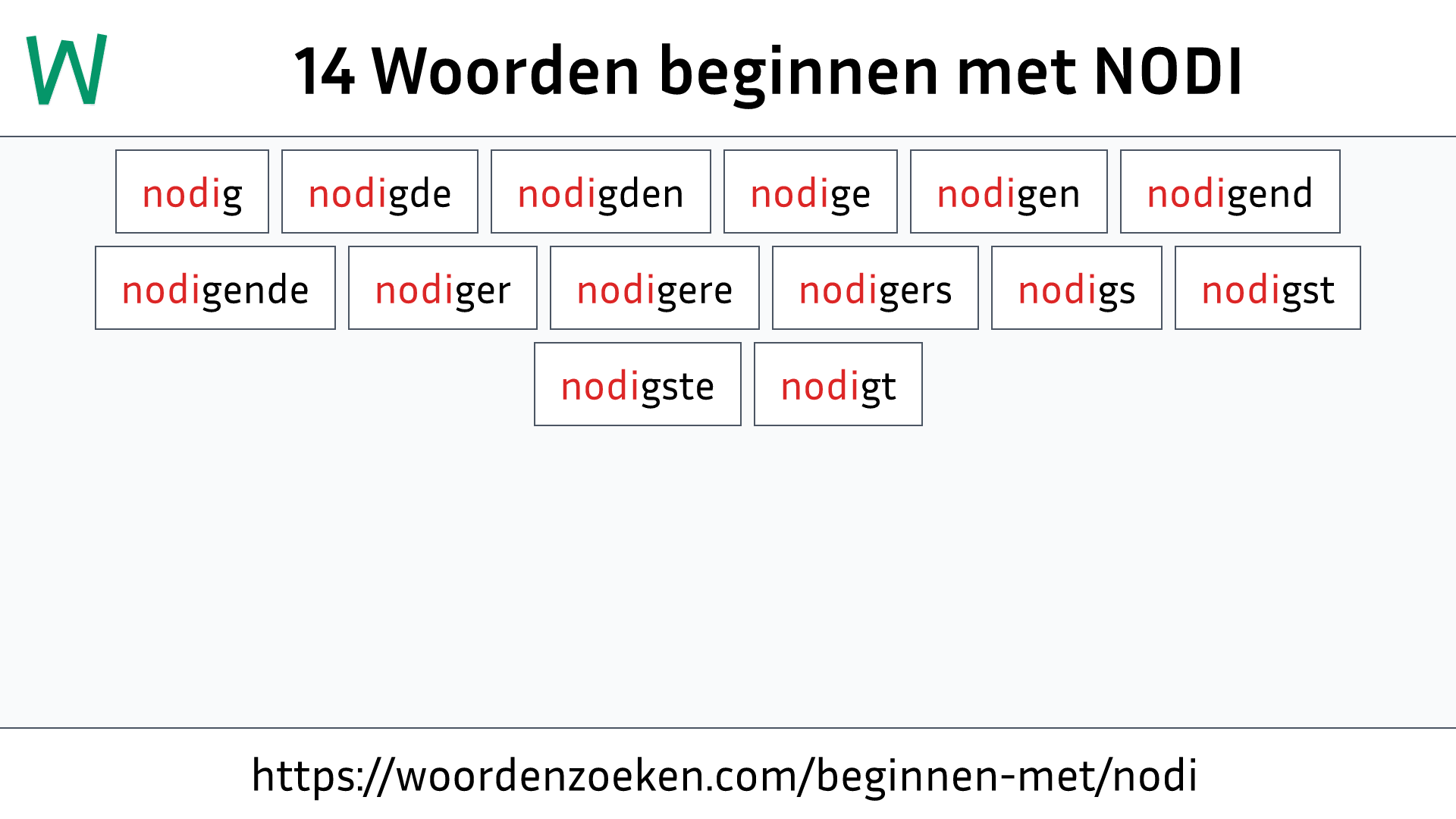 Woorden beginnen met NODI