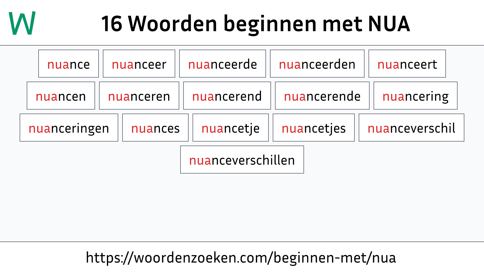 Woorden beginnen met NUA