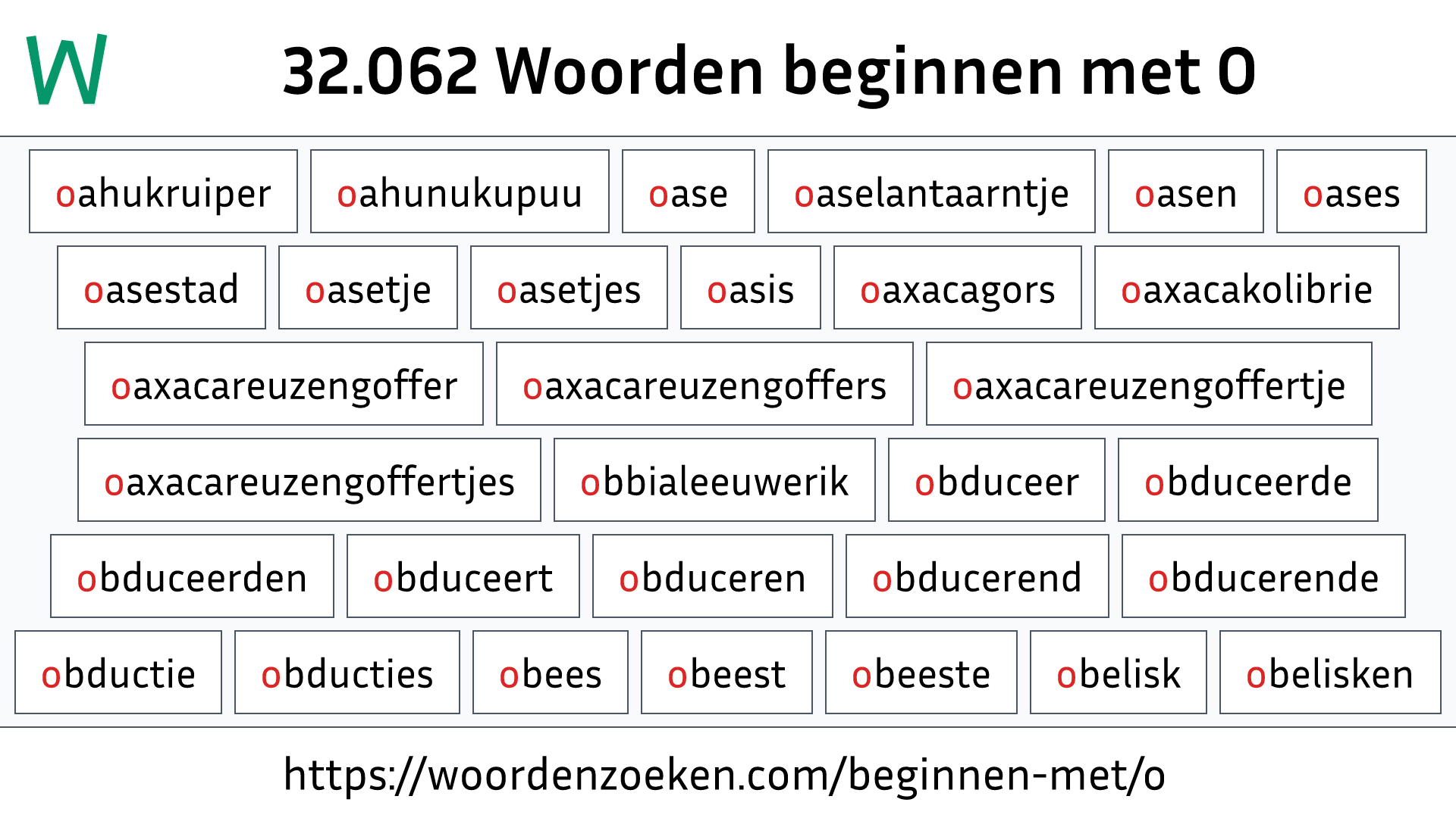 Woorden beginnen met O