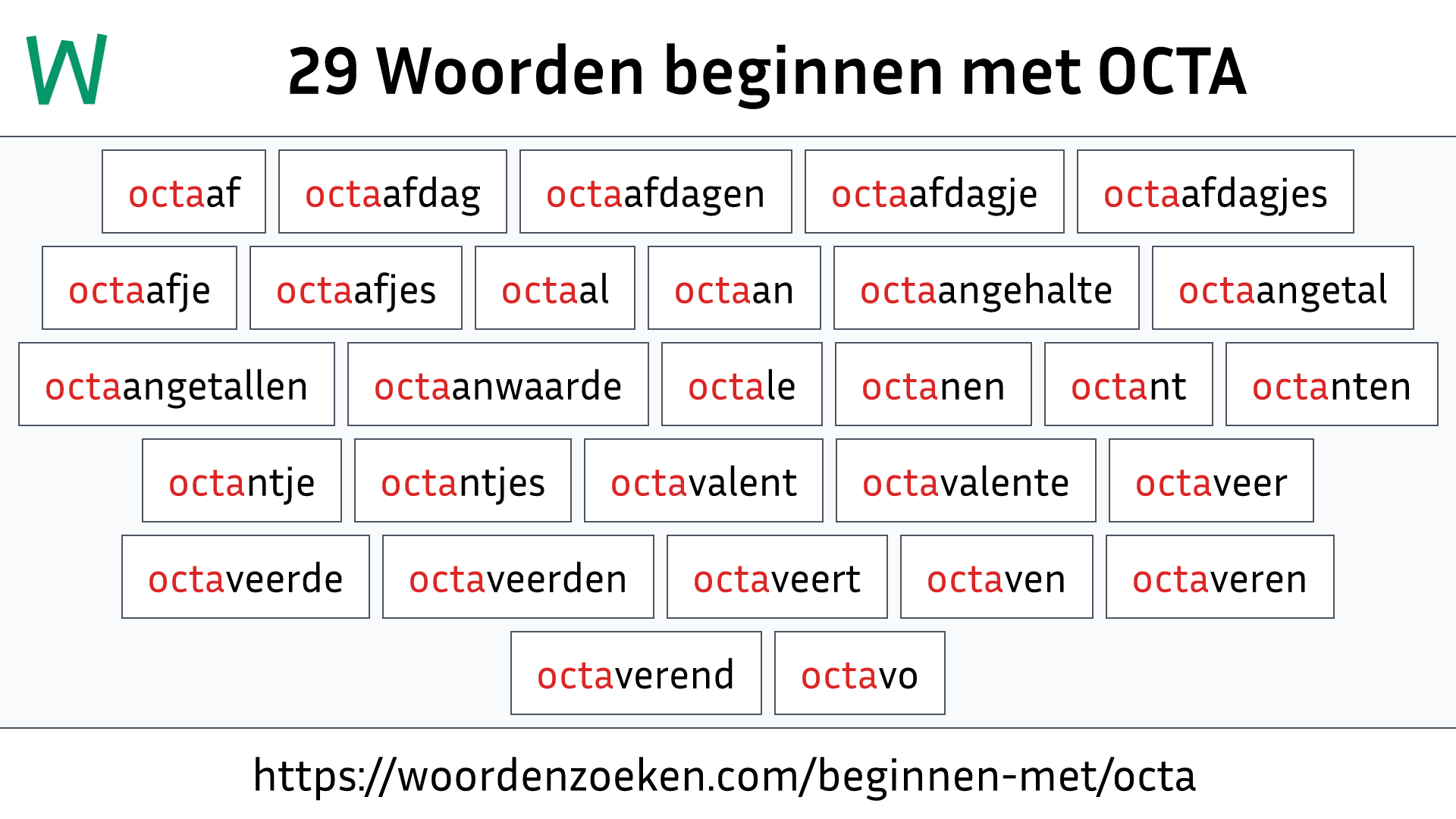 Woorden beginnen met OCTA