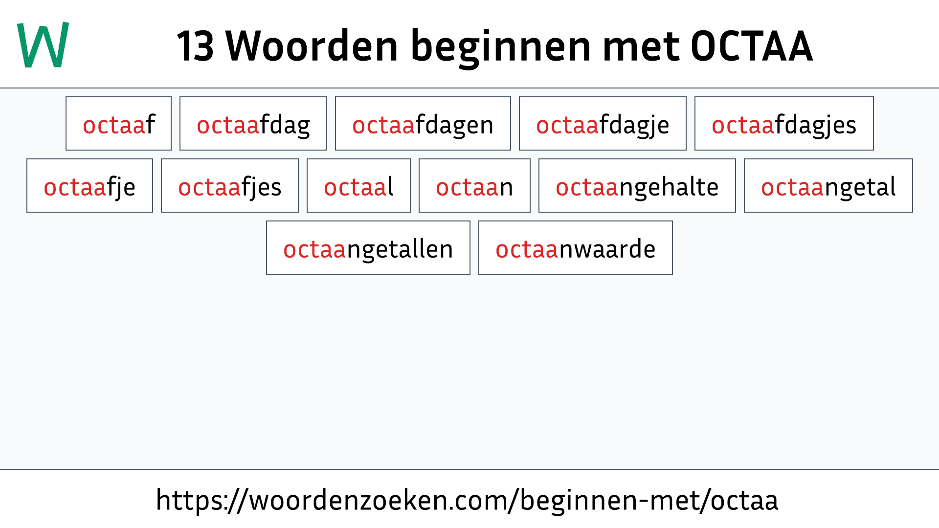 Woorden beginnen met OCTAA