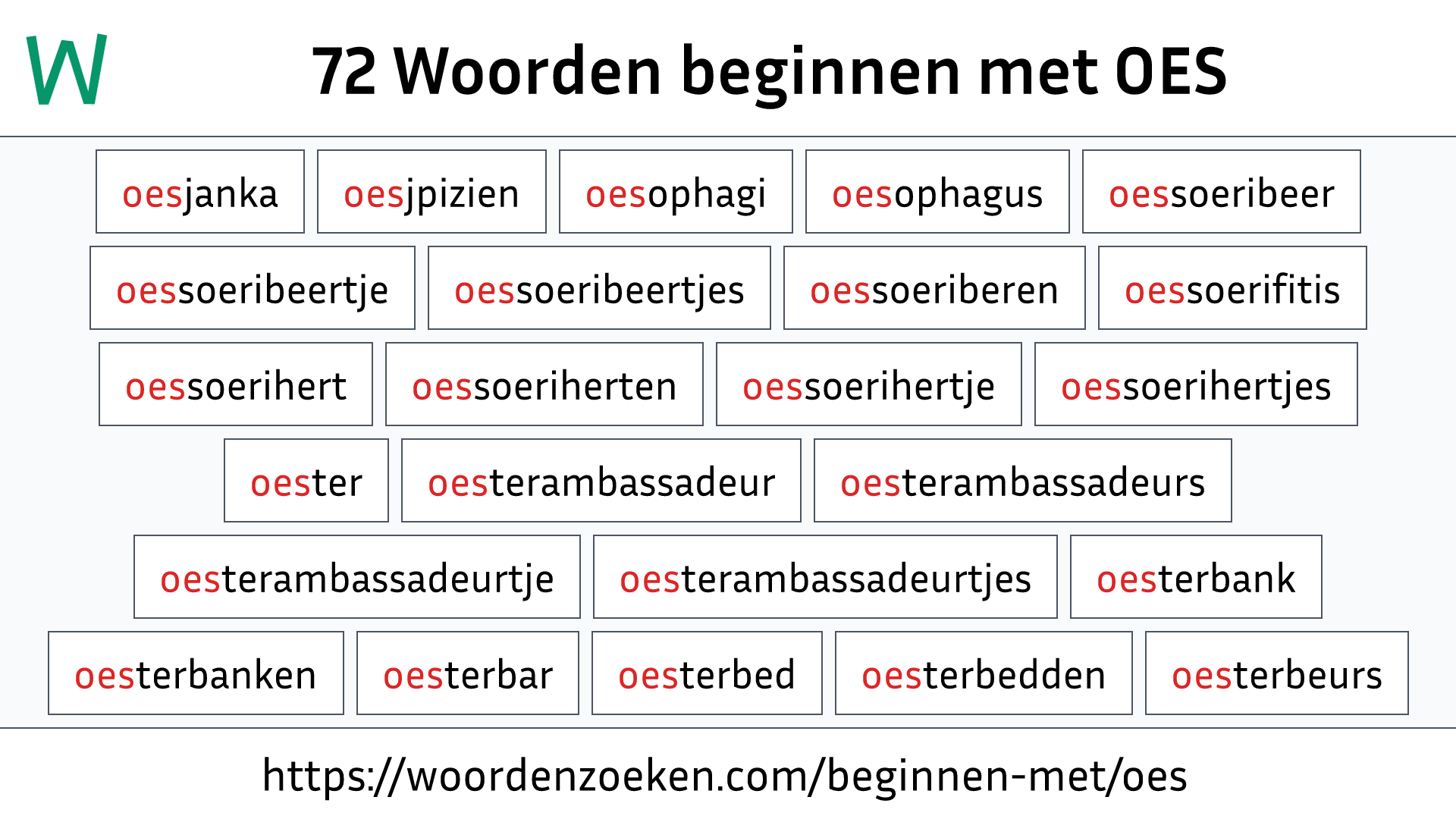 Woorden beginnen met OES