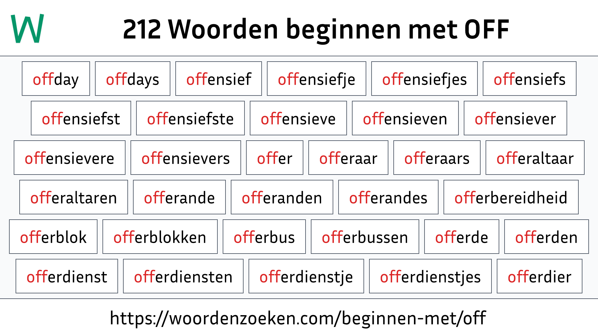 Woorden beginnen met OFF