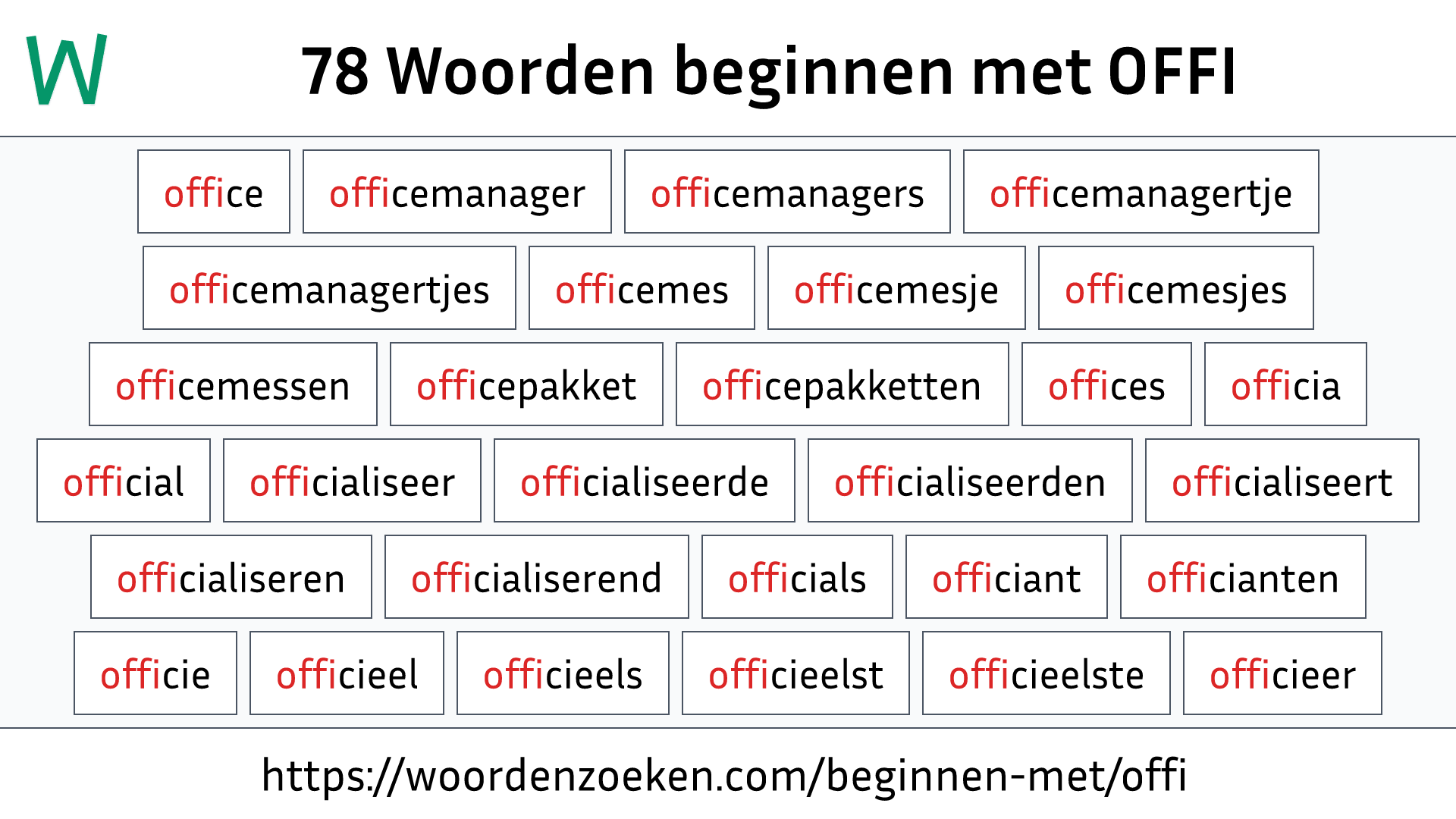 Woorden beginnen met OFFI