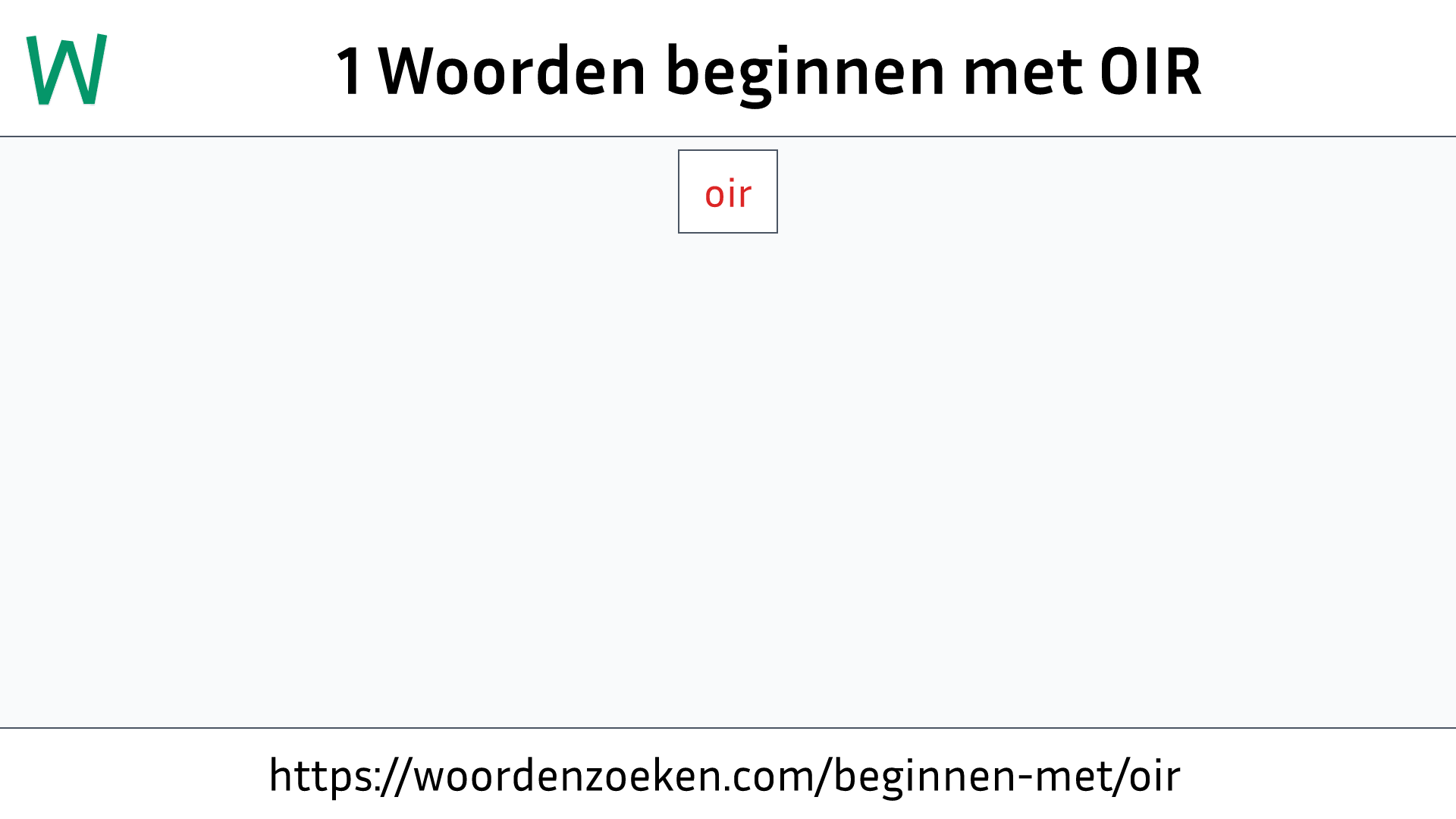 Woorden beginnen met OIR