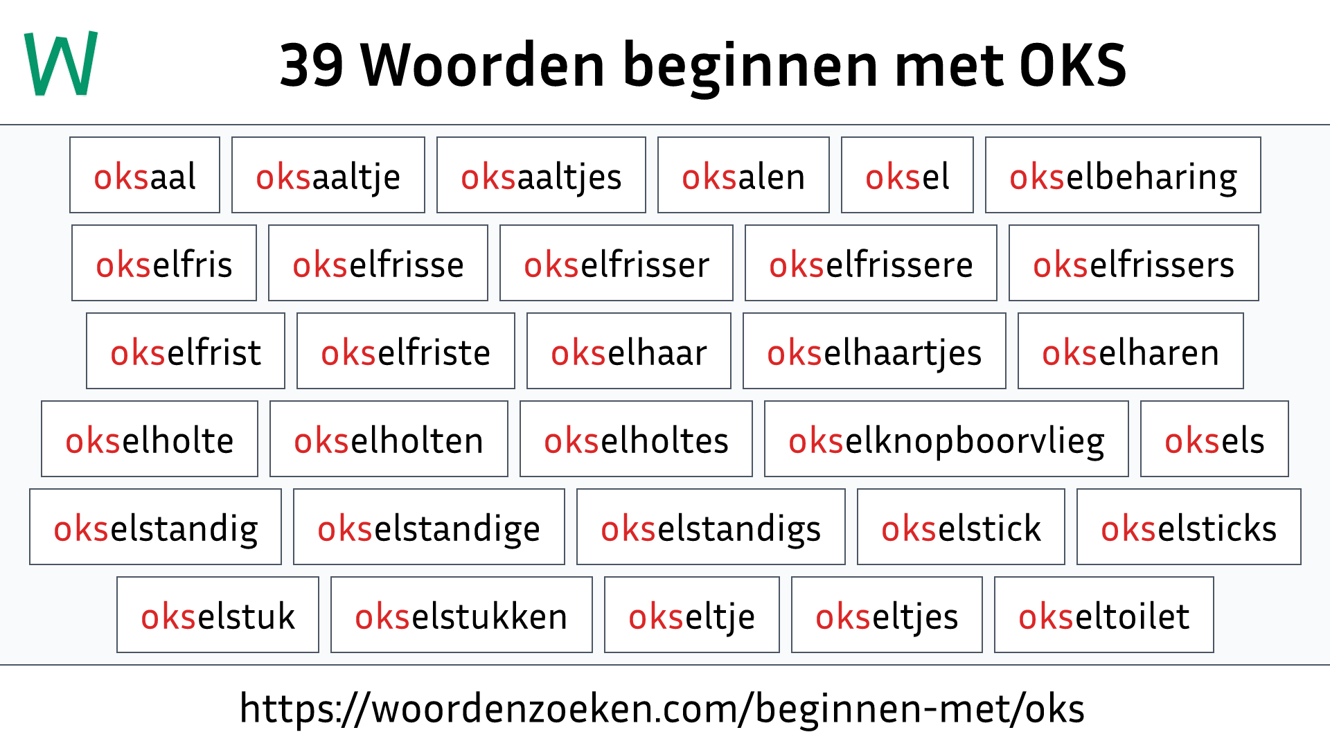 Woorden beginnen met OKS