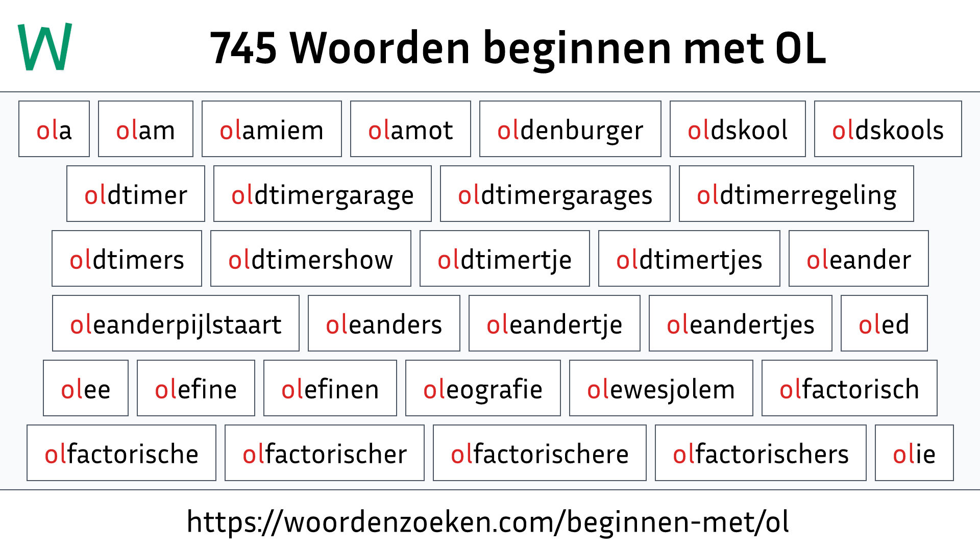 Woorden beginnen met OL